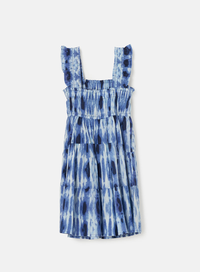 Girls Tie Dye Printed Blue Dress