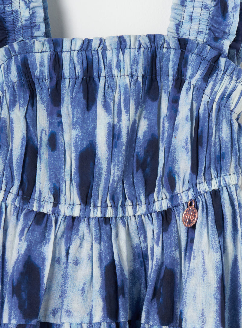 Girls Tie Dye Printed Blue Dress
