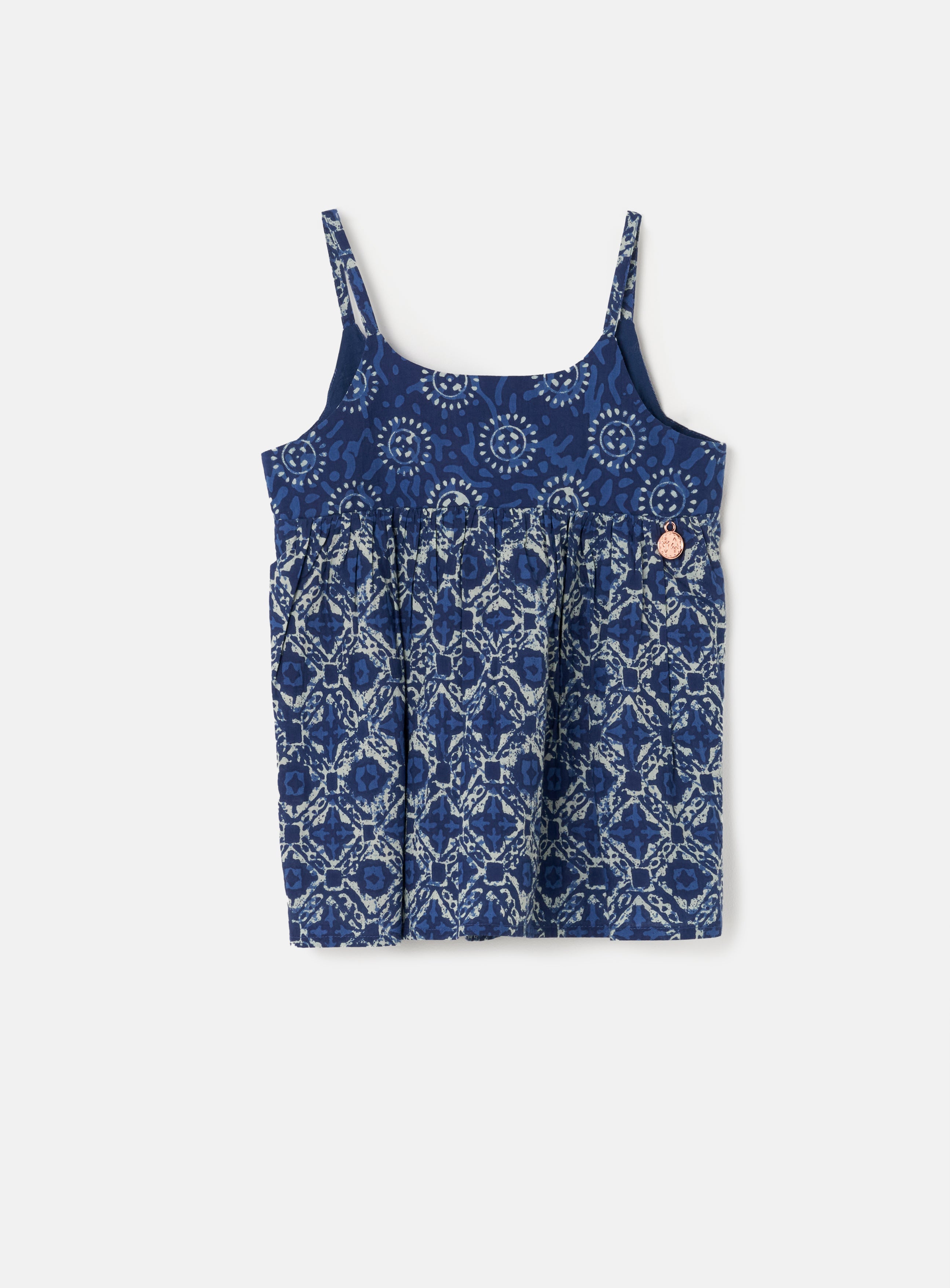 Girls Floral Printed Blue Top with Back Tie