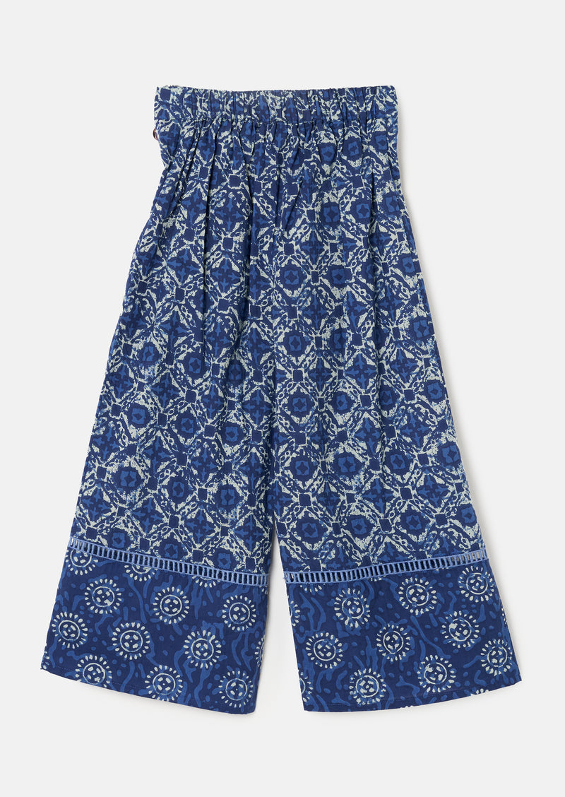 Girls Printed Woven Blue Culottes