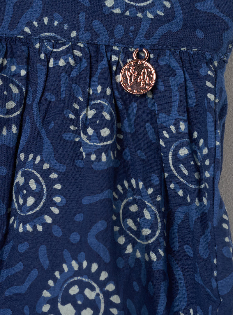 Girls Floral Printed Woven Blue Shorts