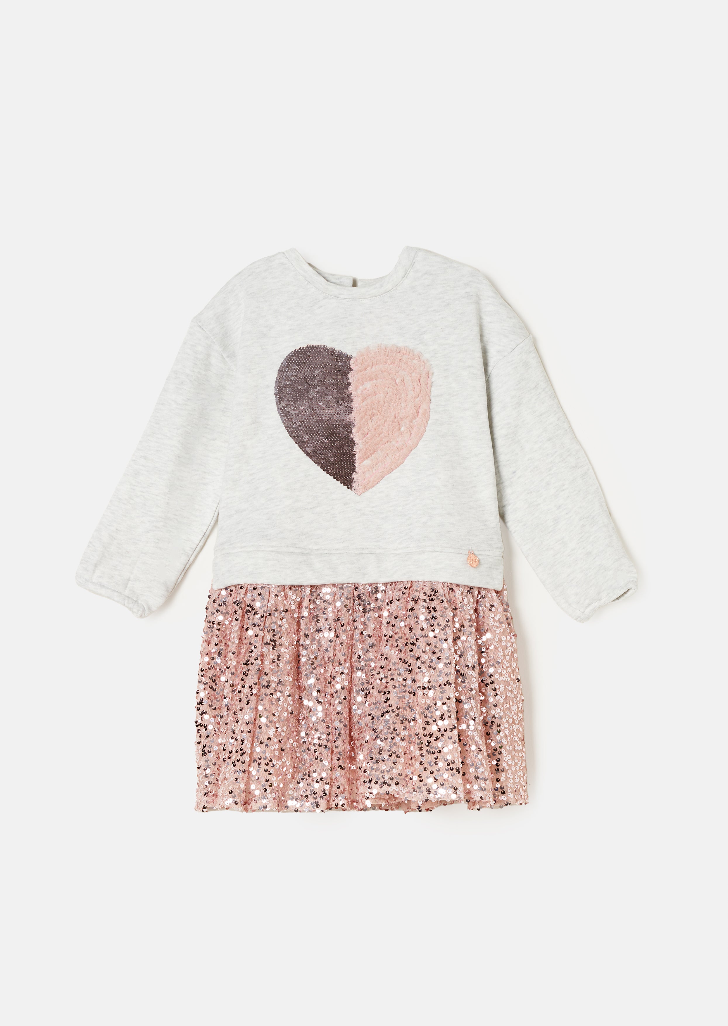 Girls Sweat Dress with Sequin Embellished Skirt