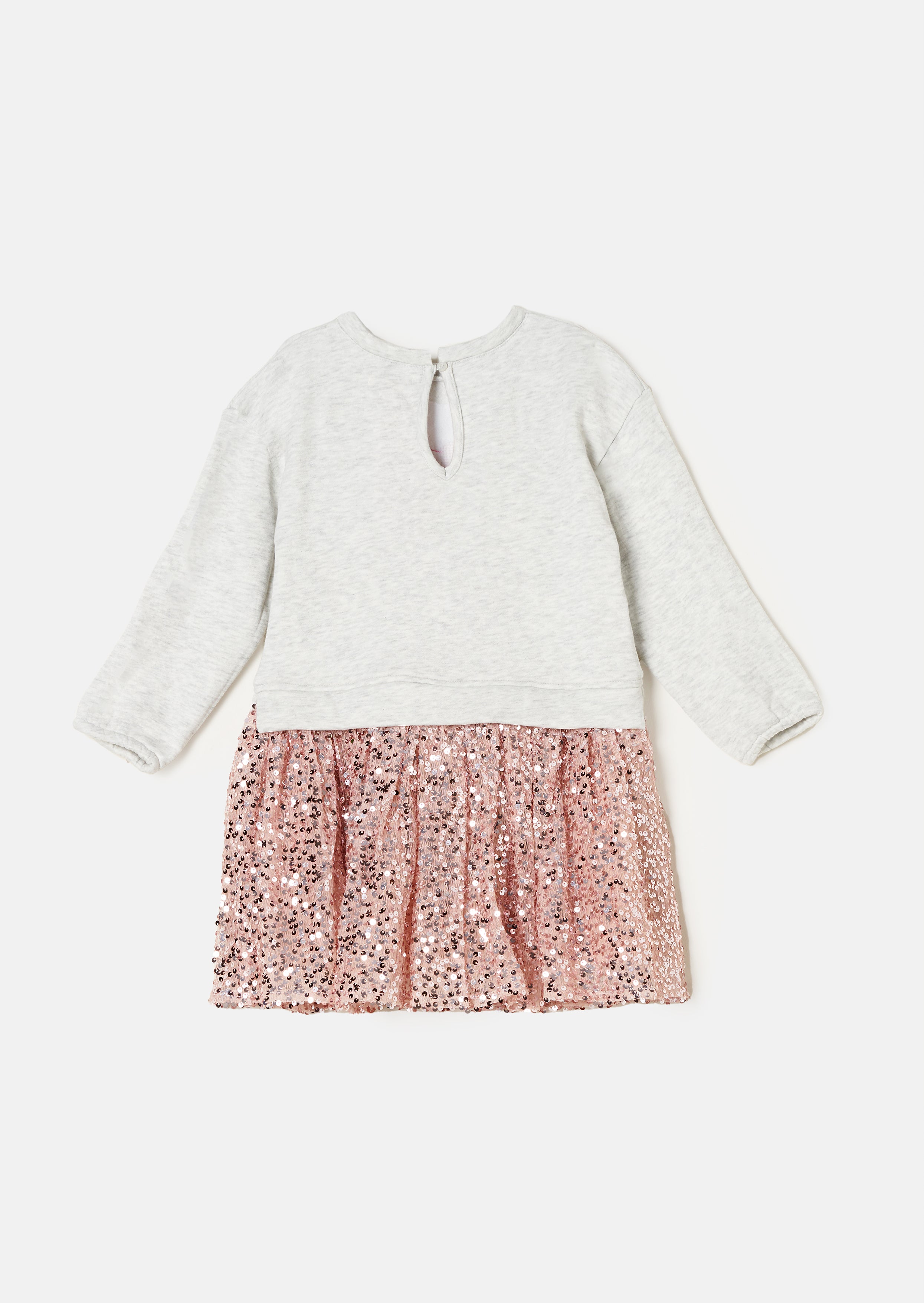 Girls Sweat Dress with Sequin Embellished Skirt