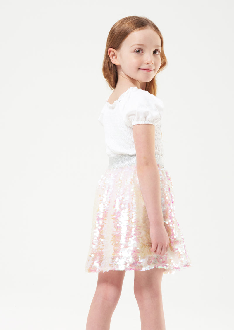 Girls Sequins Embellished Woven Skirt