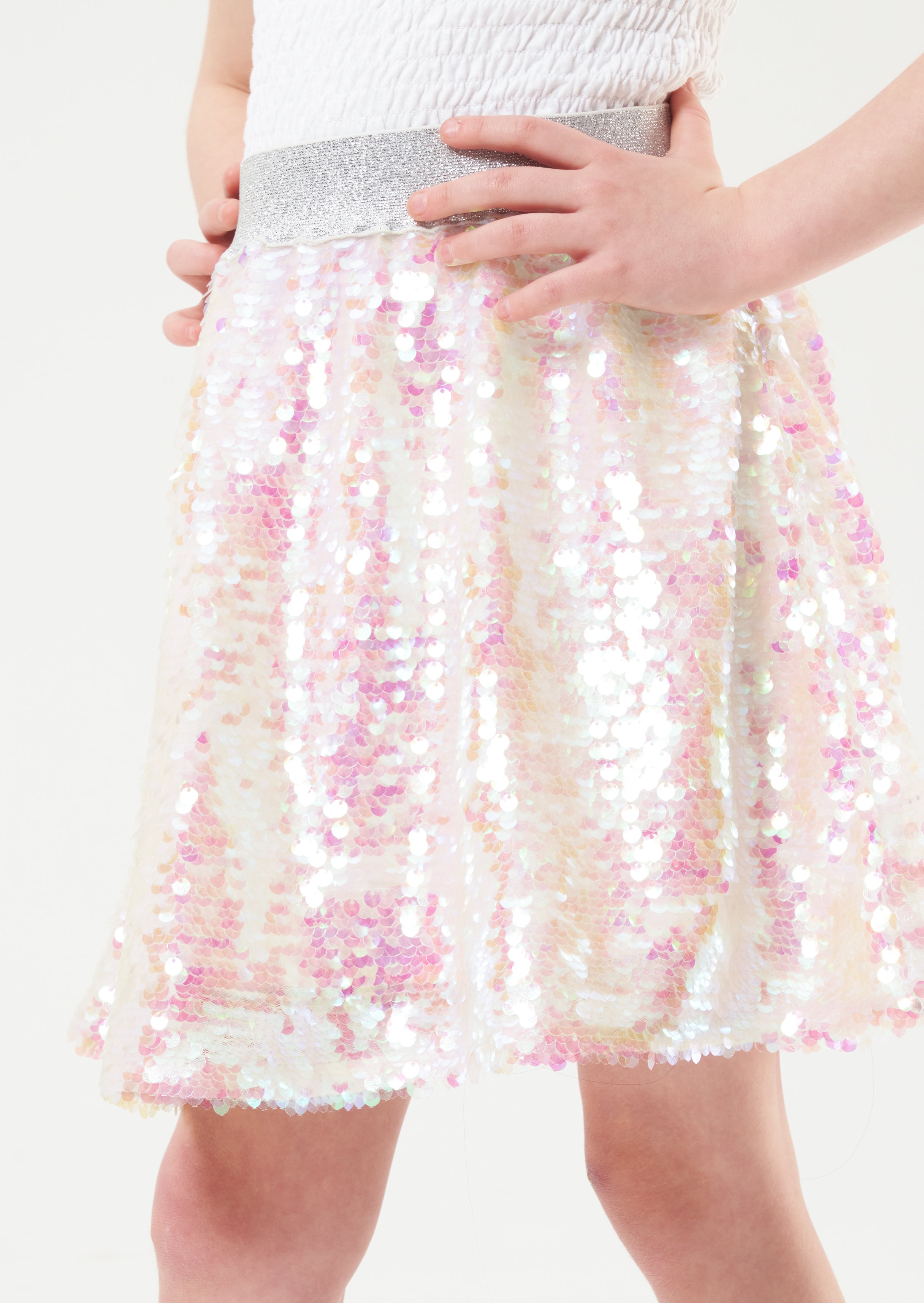 Girls Sequin Embellished Woven Skirt