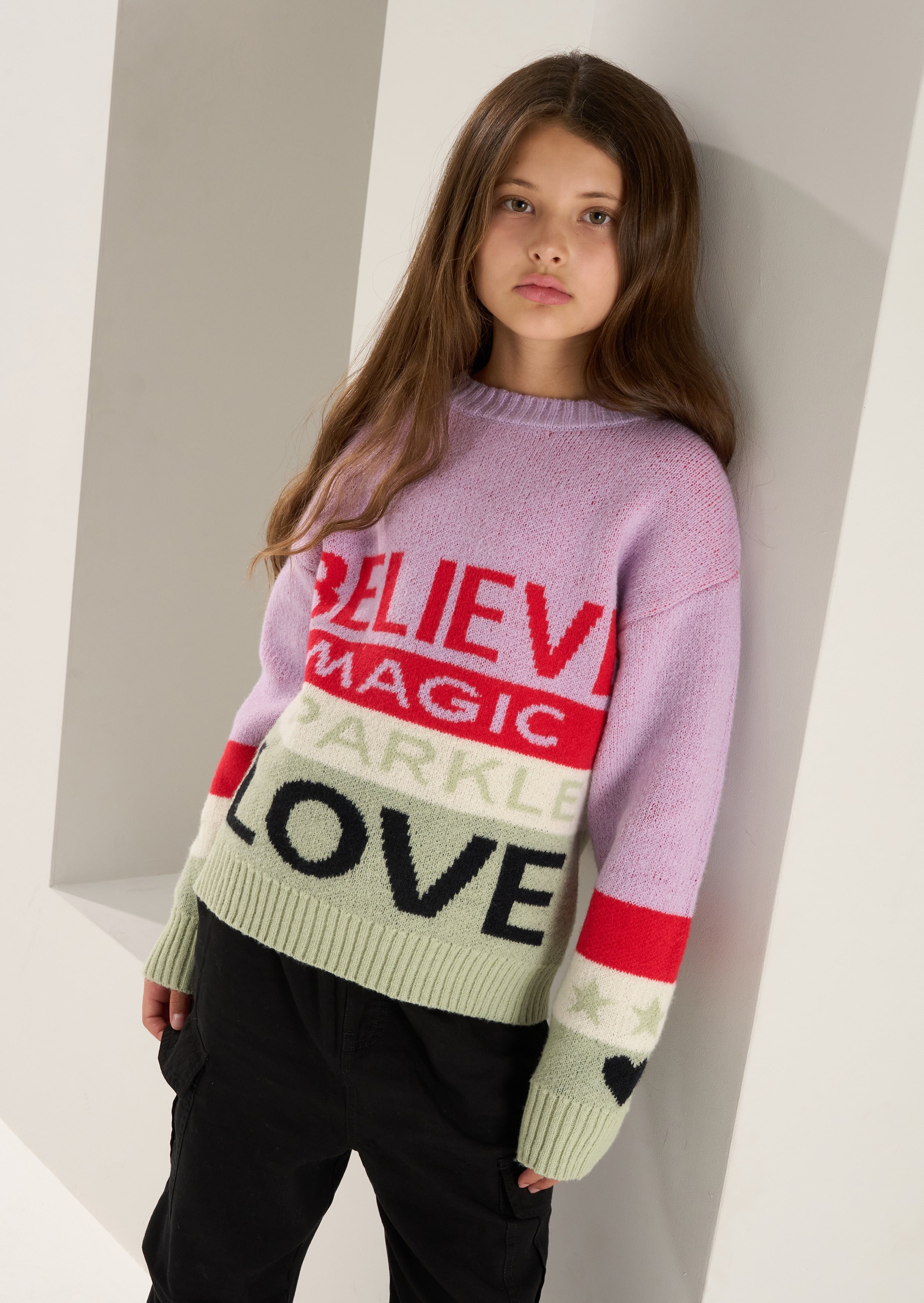 Norah Pink Believe Slogan Jumper