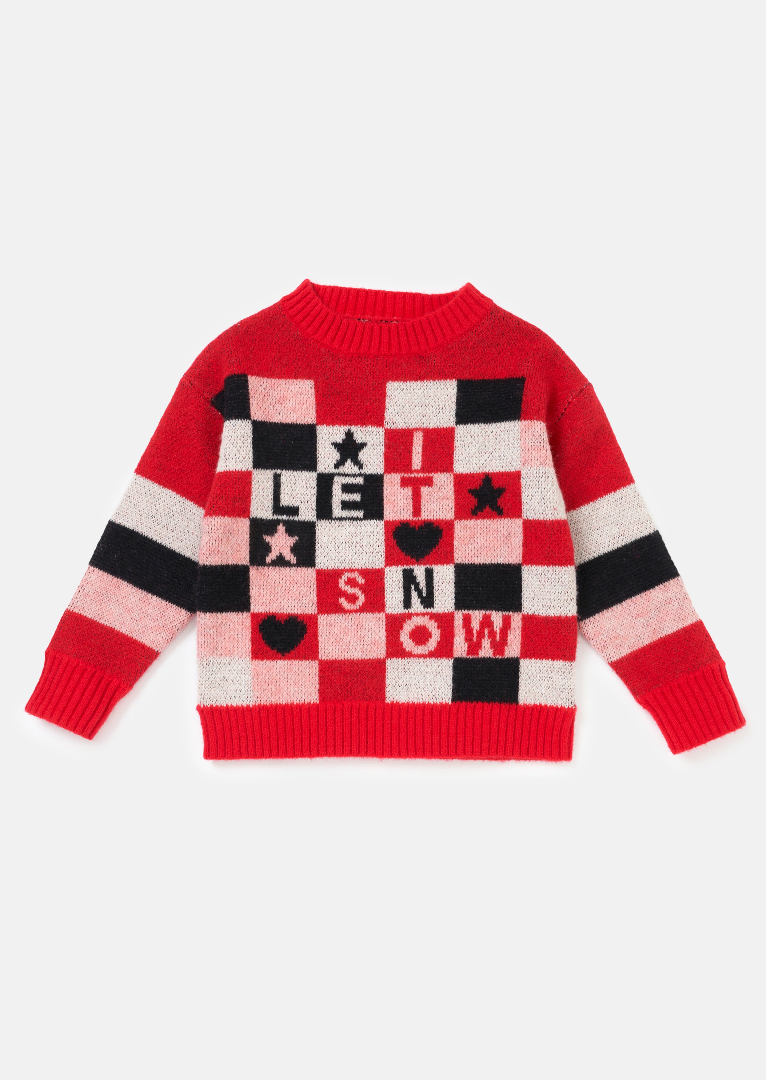 Girls Let It Snow Striped Red Sweaters