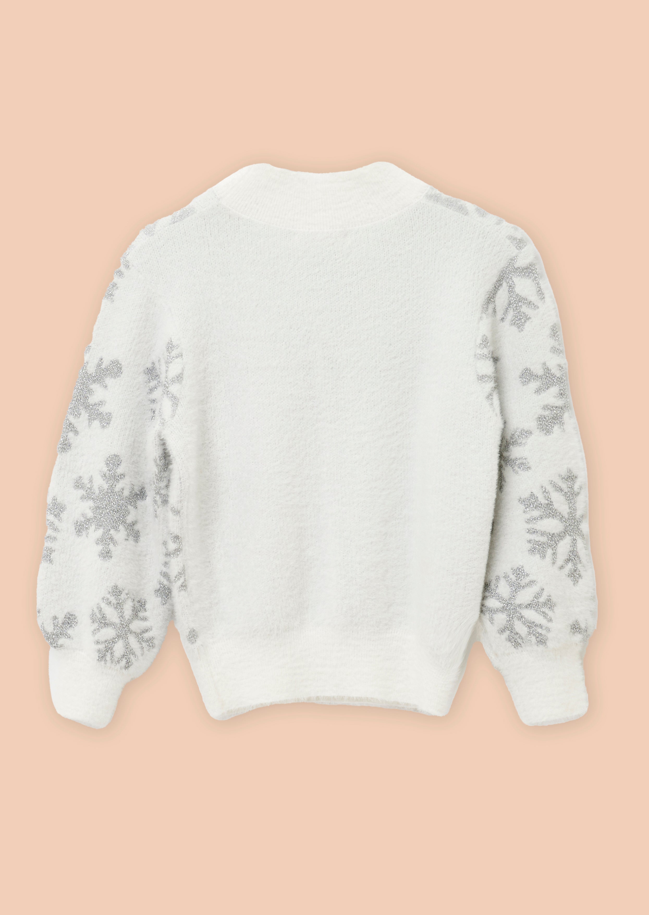 Girls Lurex Snowflake Eyelash White Sweater