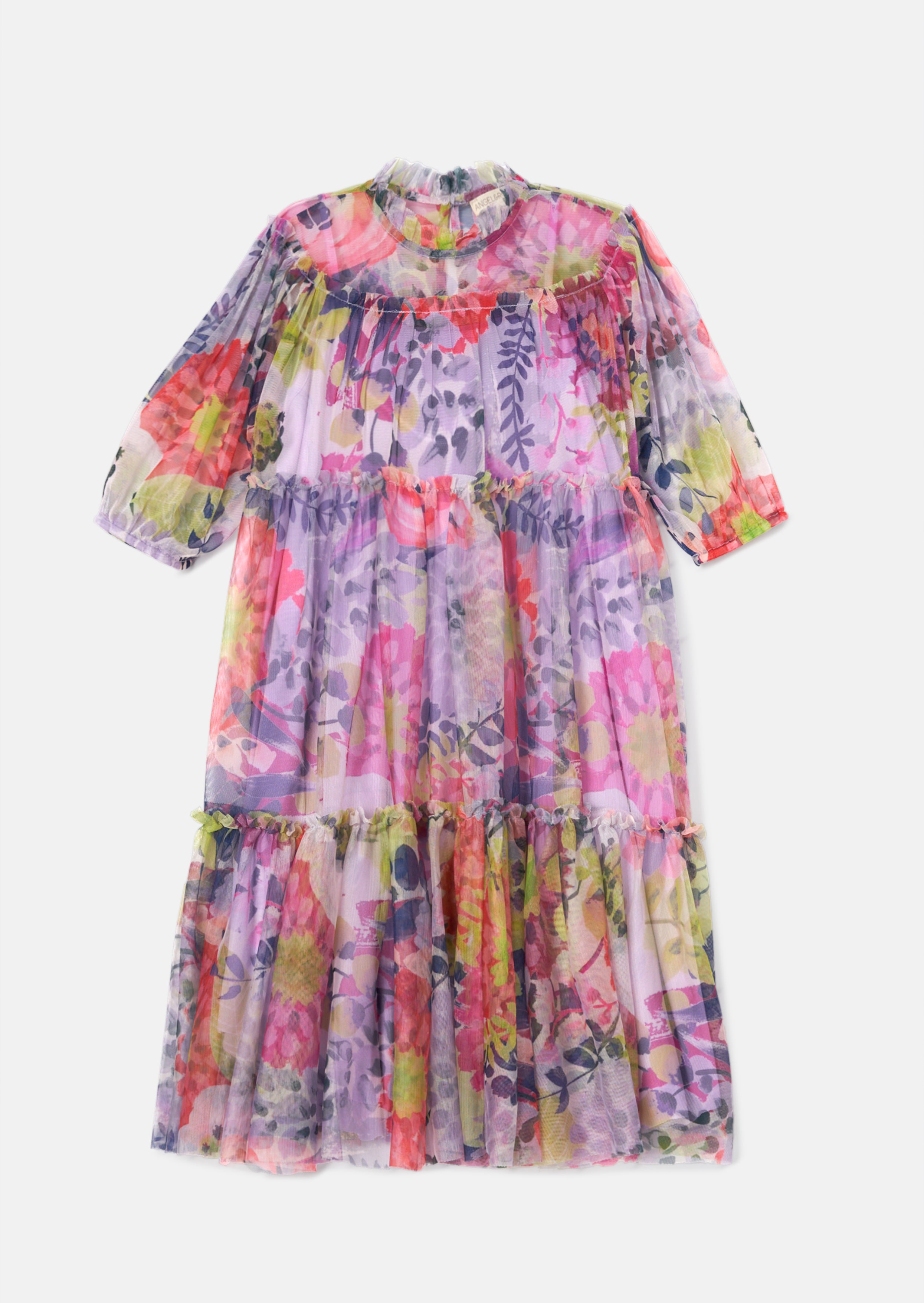Eleanor Pink Print Mesh Dress
