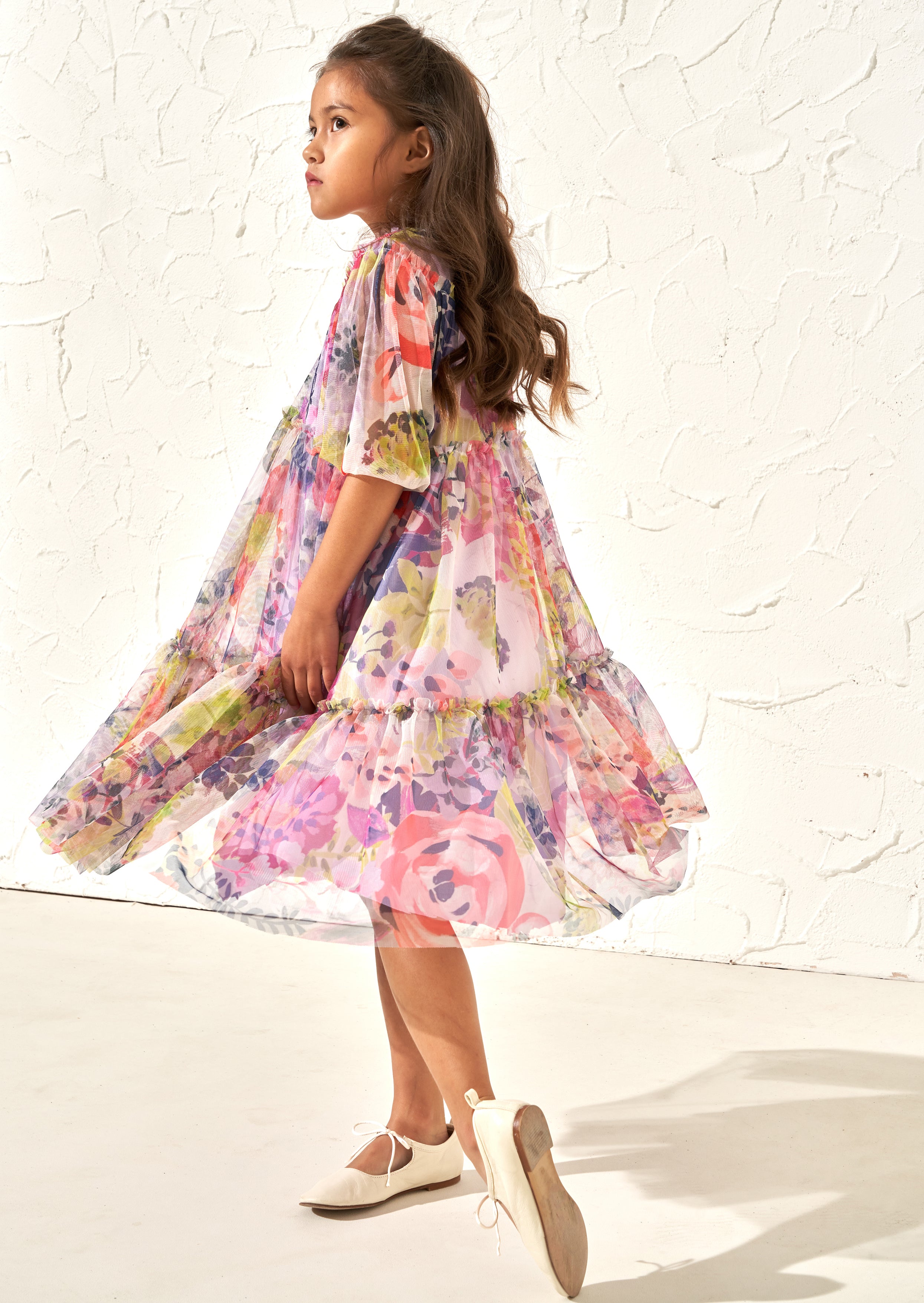 Eleanor Pink Print Mesh Dress