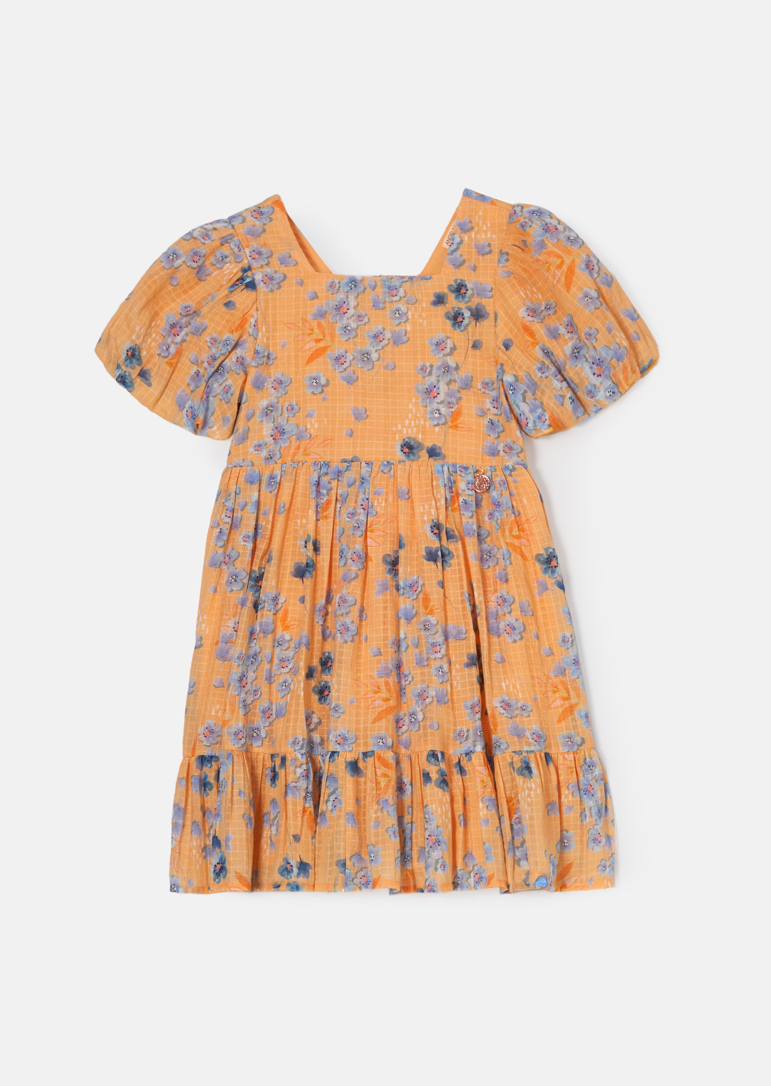 Simone Apricot Textured Print Dress