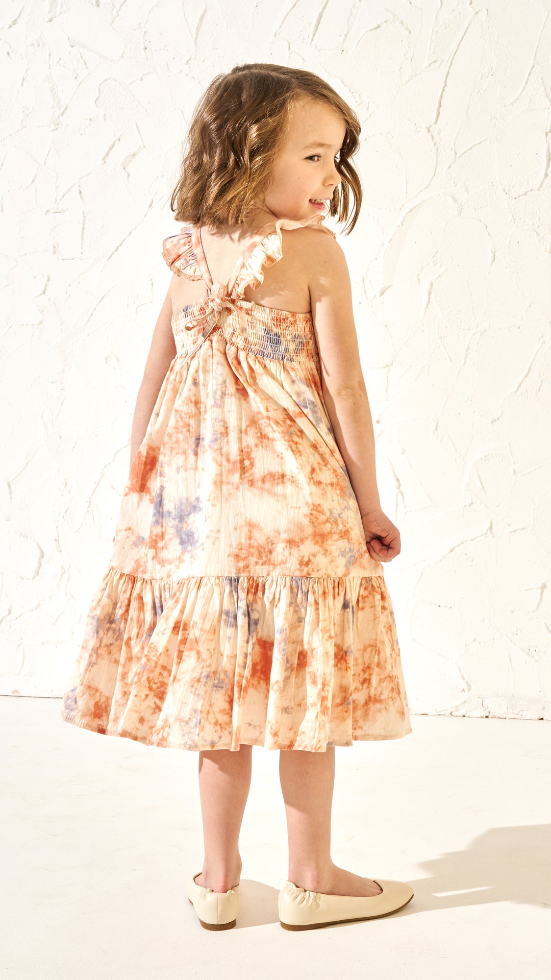 April Orange Pastel Tie Dye Dress