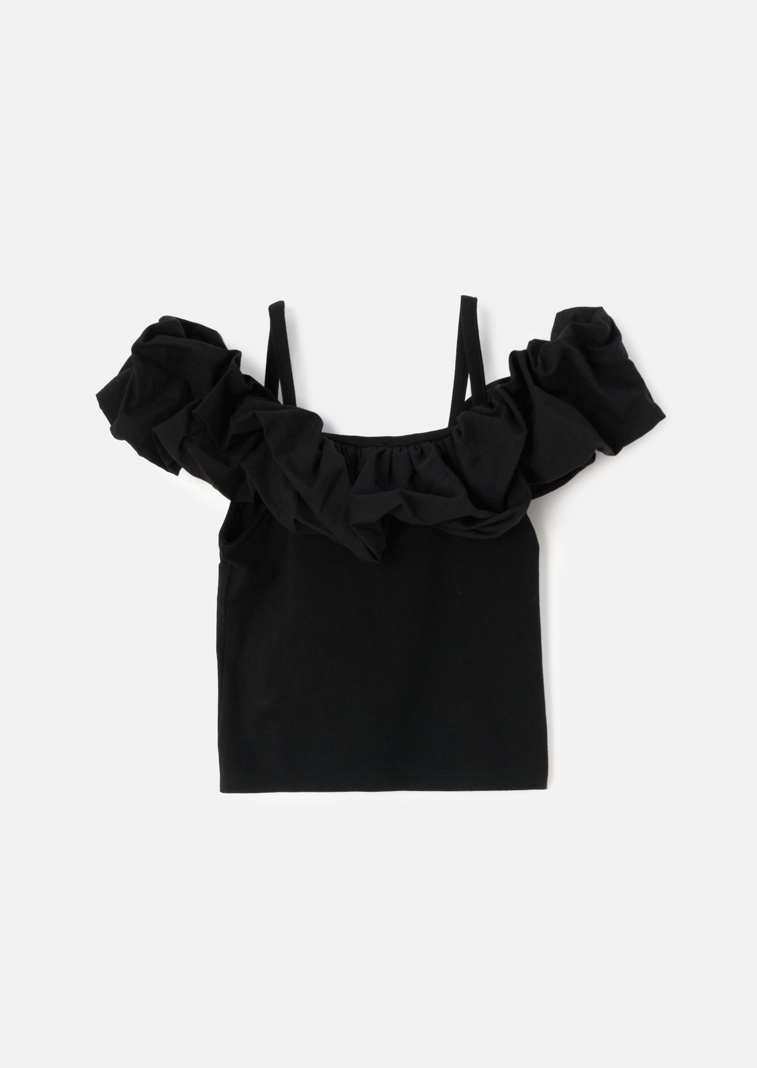 Carrie Black Ruffle Jersey Top