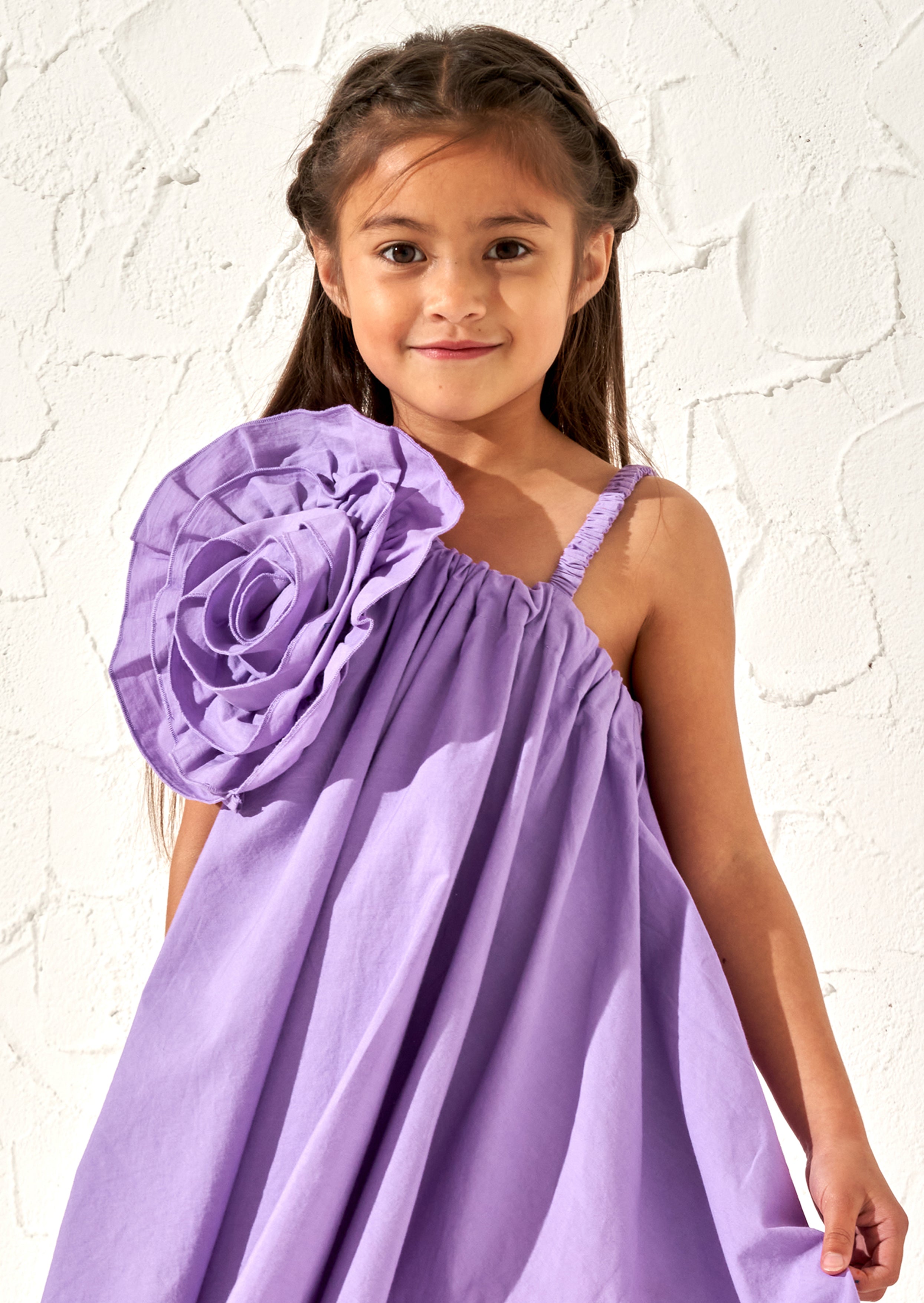 Carrie Purple Corsage Swing Dress