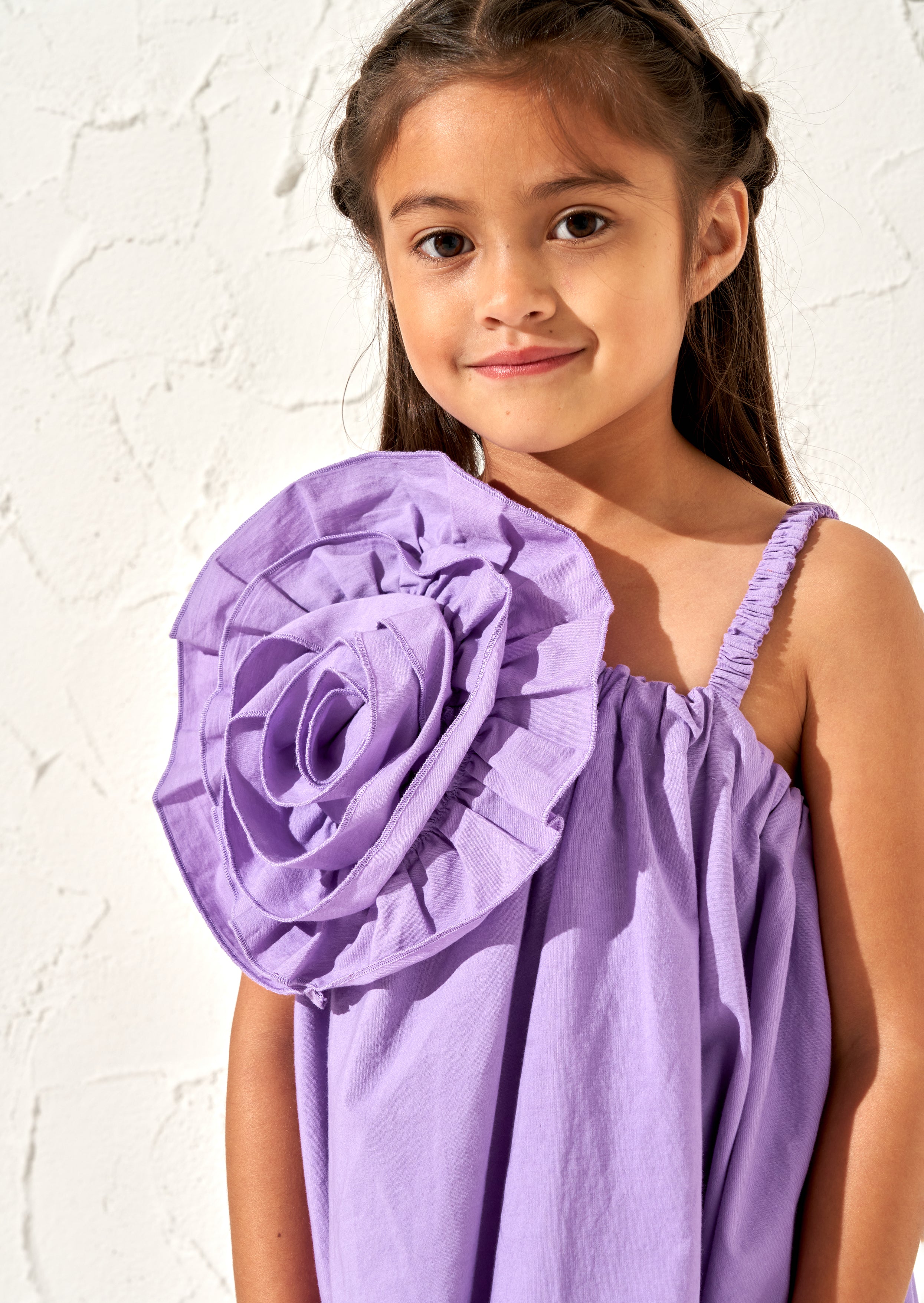 Carrie Purple Corsage Swing Dress