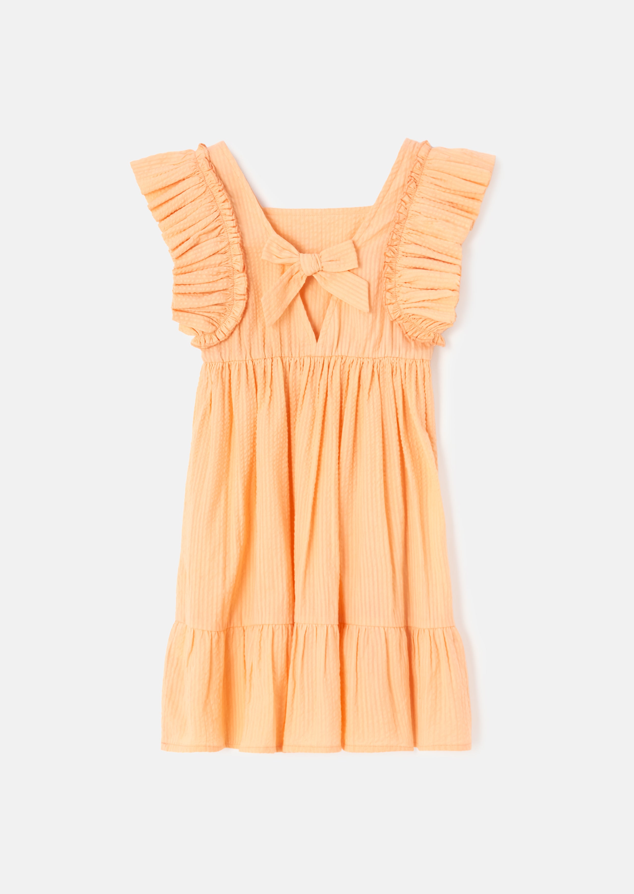 Simone Orange Textured Ruffle Dress