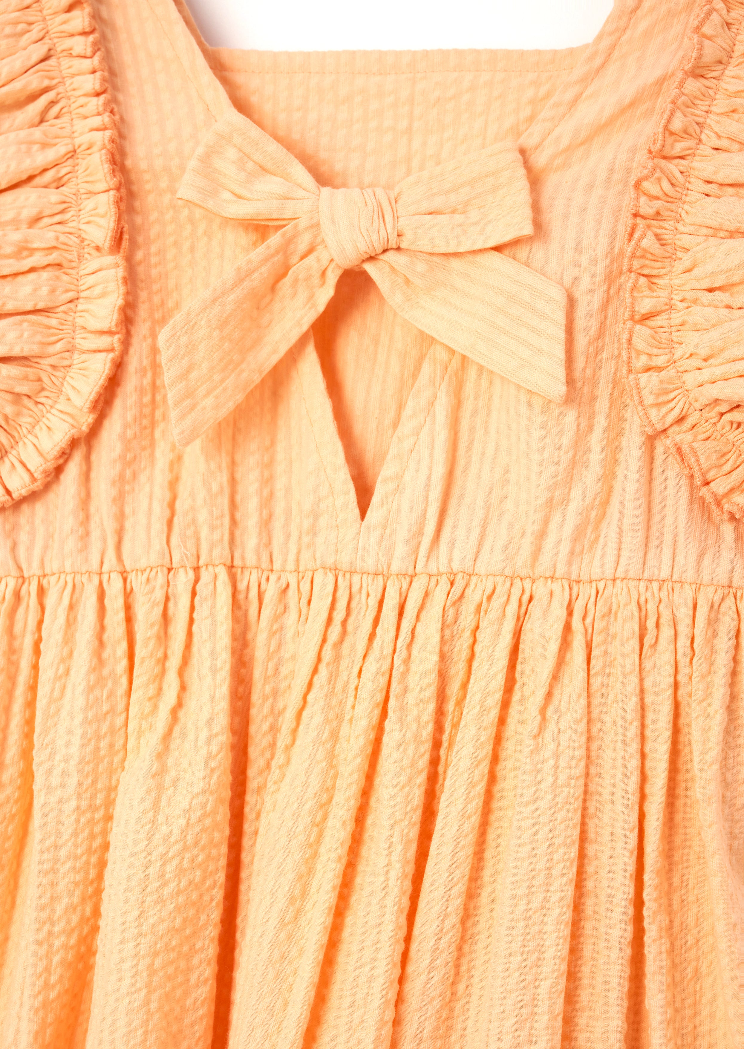 Simone Orange Textured Ruffle Dress