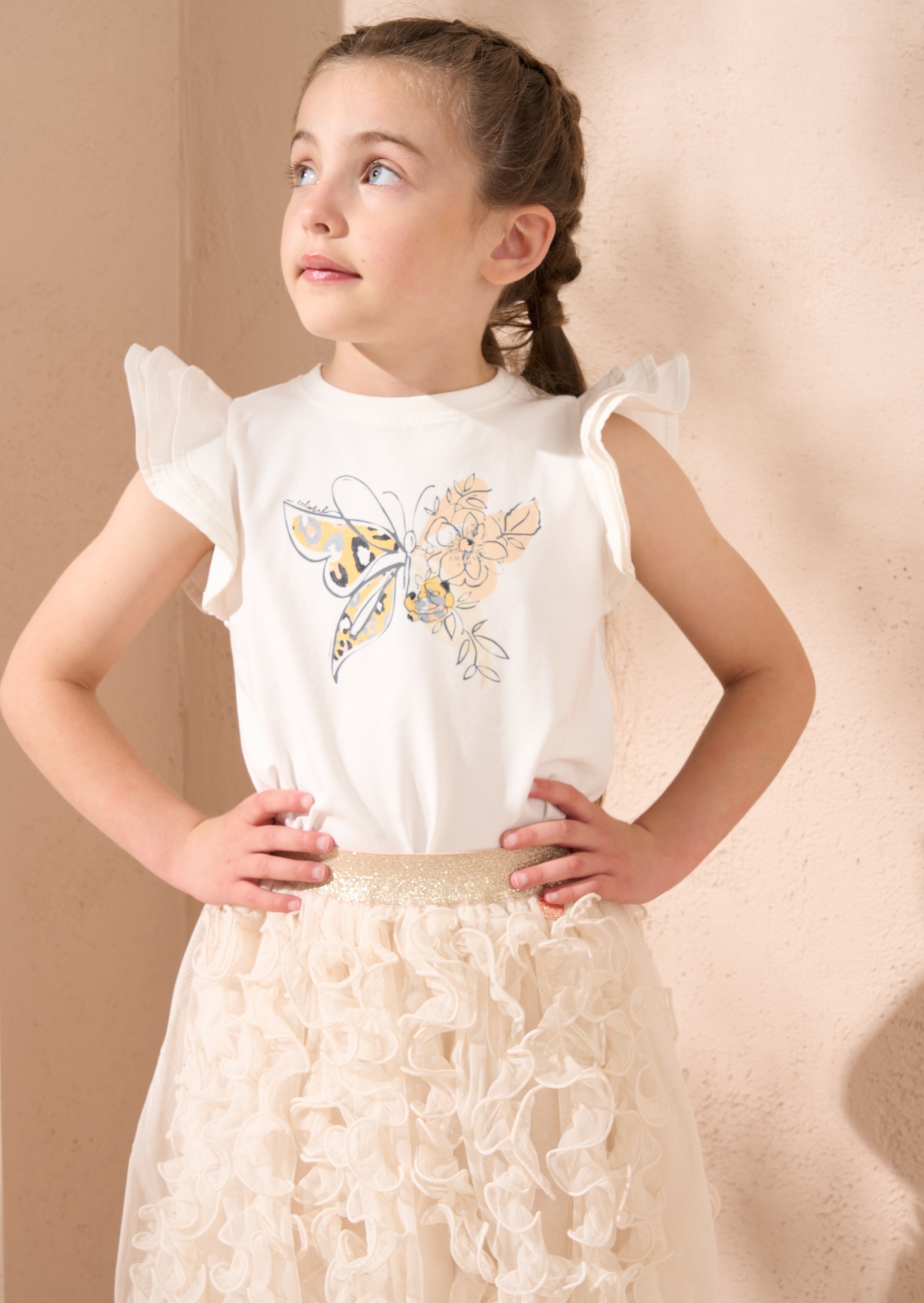 Anya Ivory Butterfly Flutter Sleeve Top