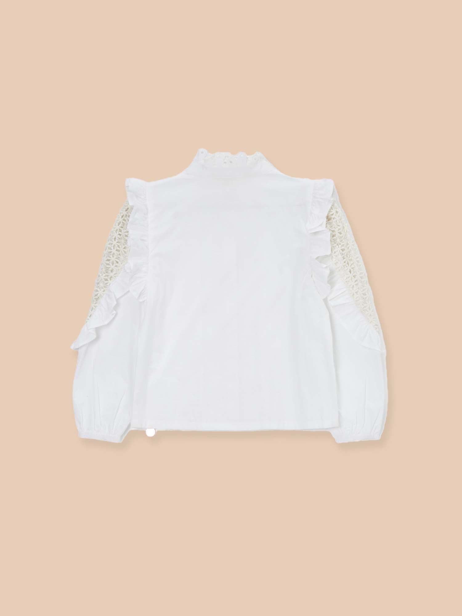 Lacey White Embroidered Frill Blouse