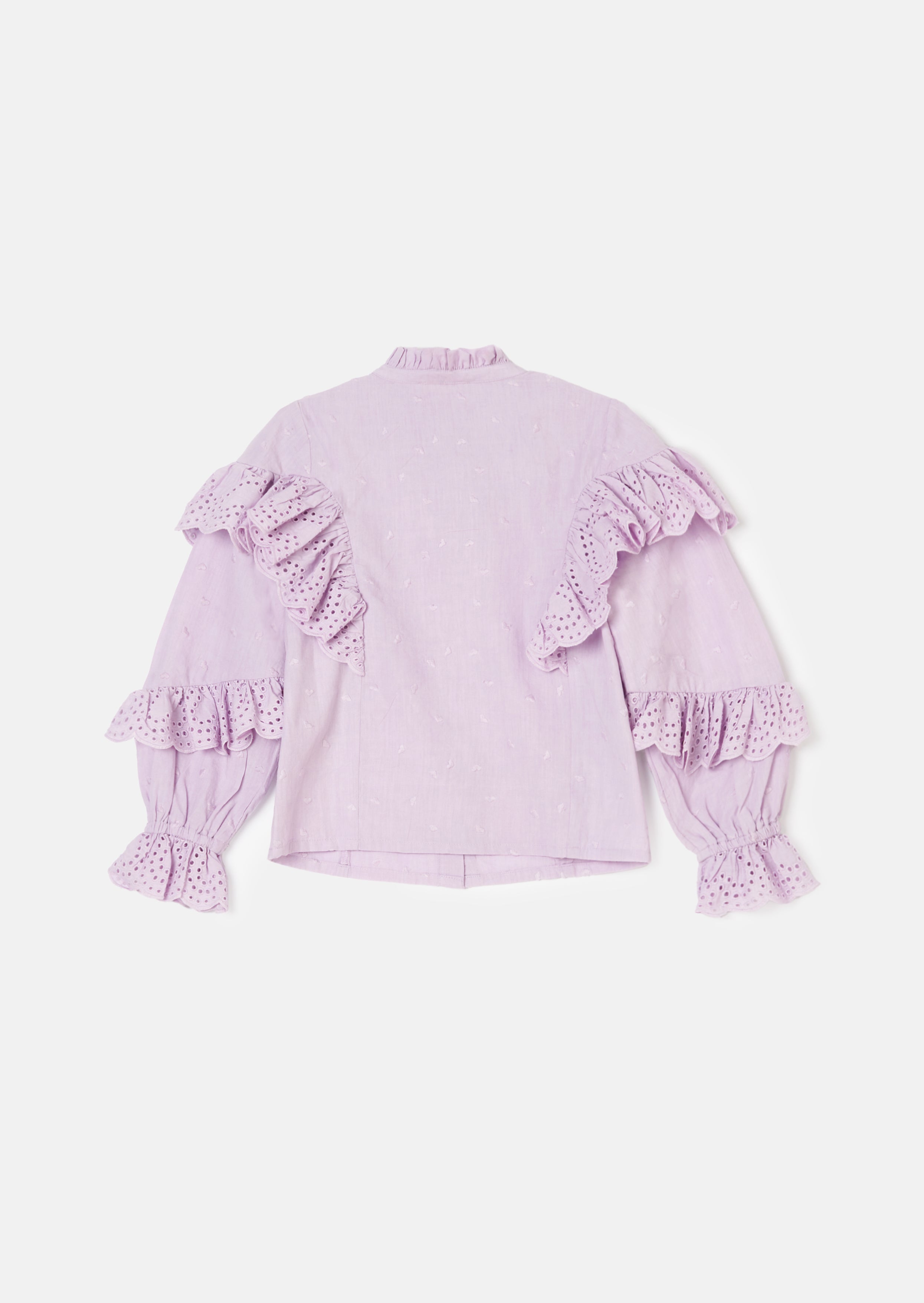 Lea Purple Broderie Frill Woven Top