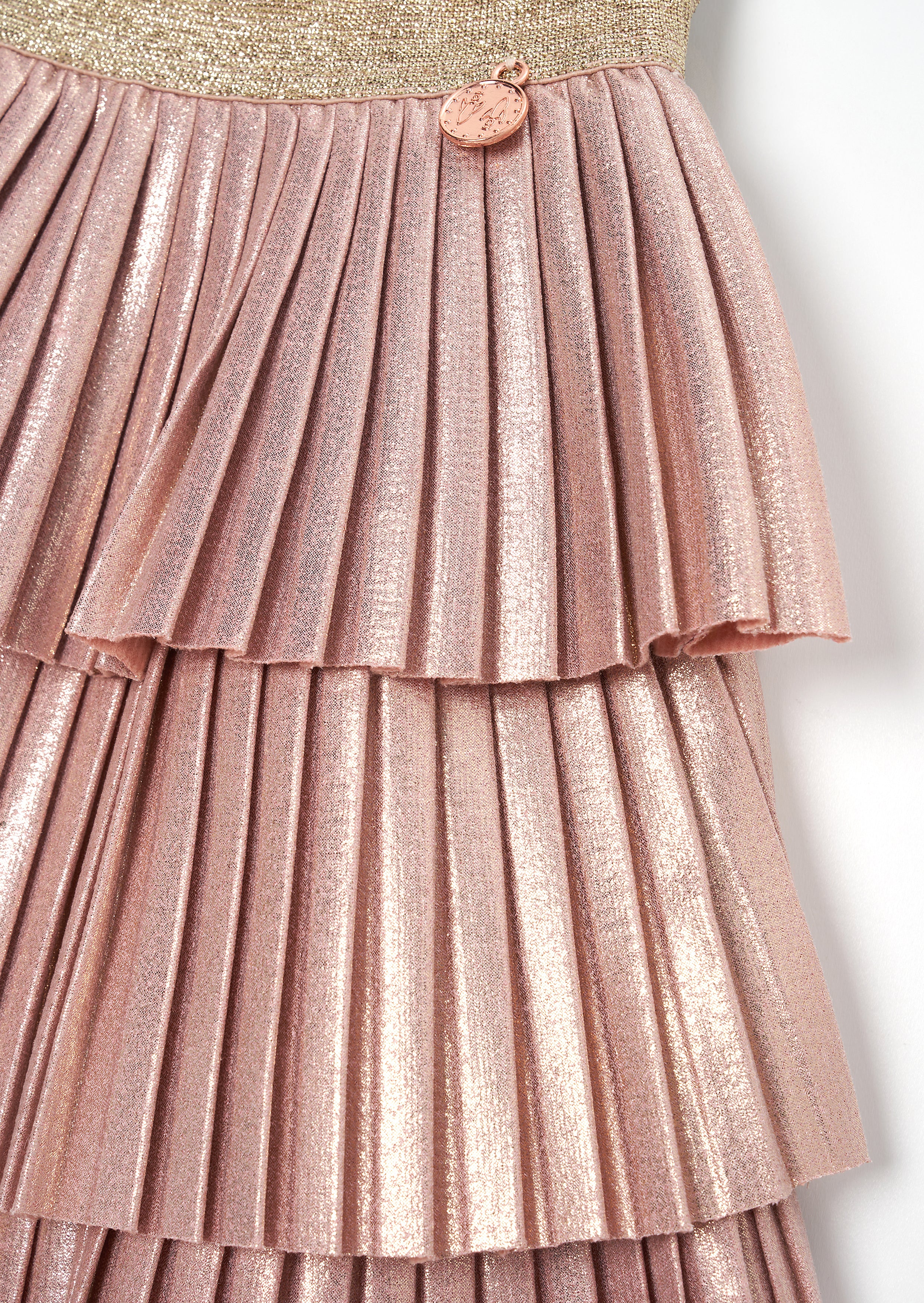 Lucile Copper Metallic Pleated Skirt