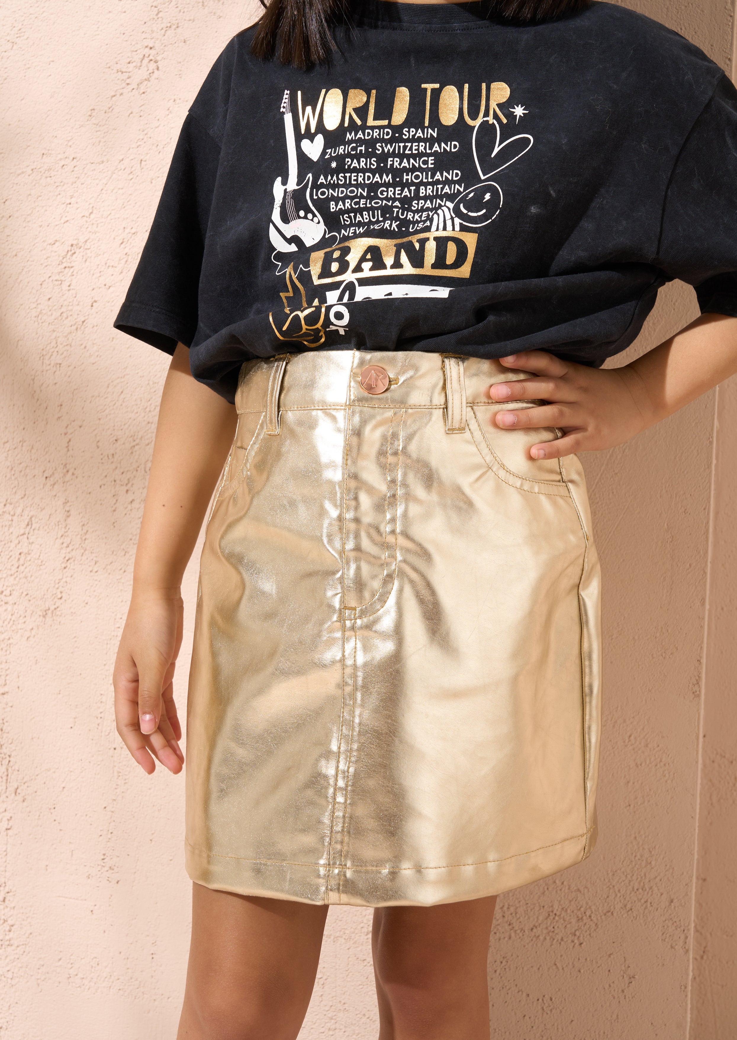 Mallory Gold Metallic Mini Skirt