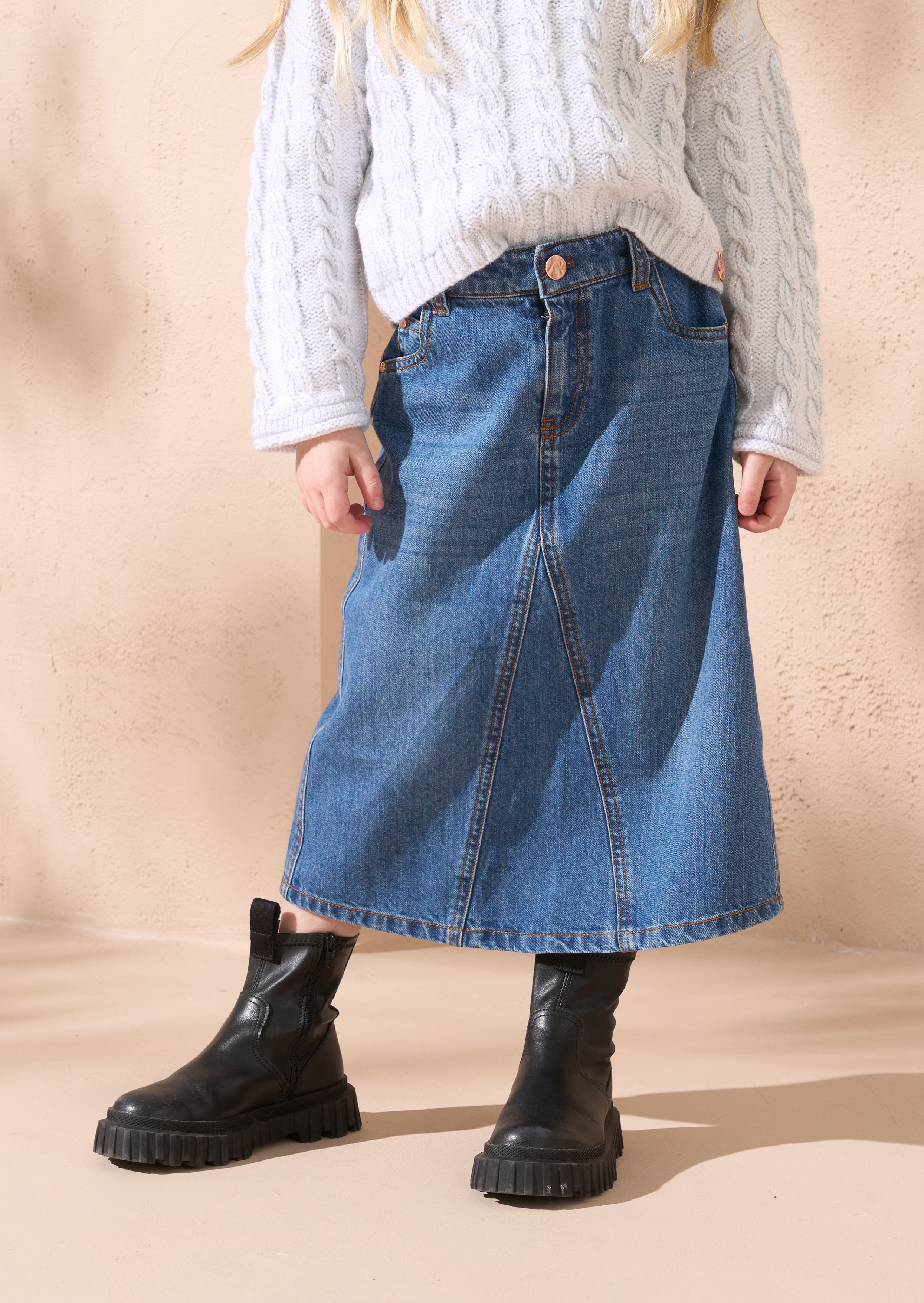 Nicolette Denim Midi Skirt