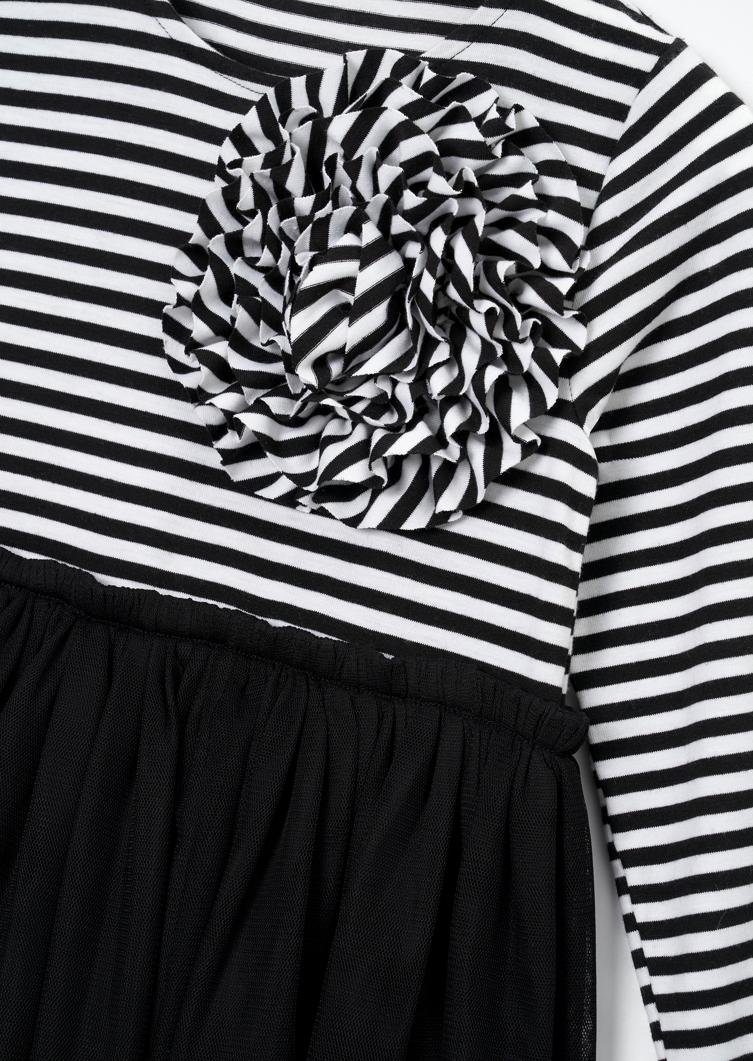 Carrie Black Stripe Corsage Dress