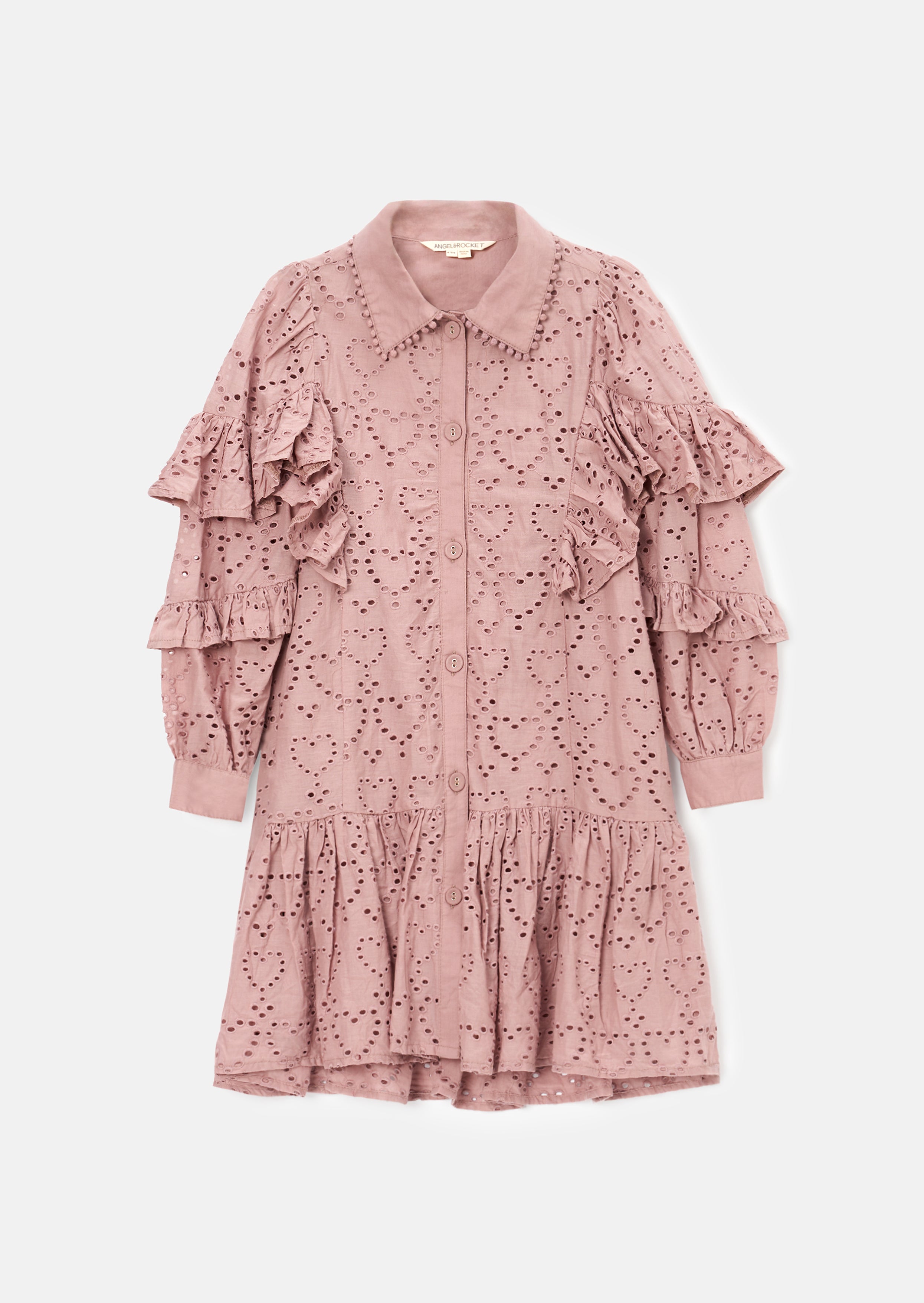 Amelie Orchid Broderie Shirt Dress