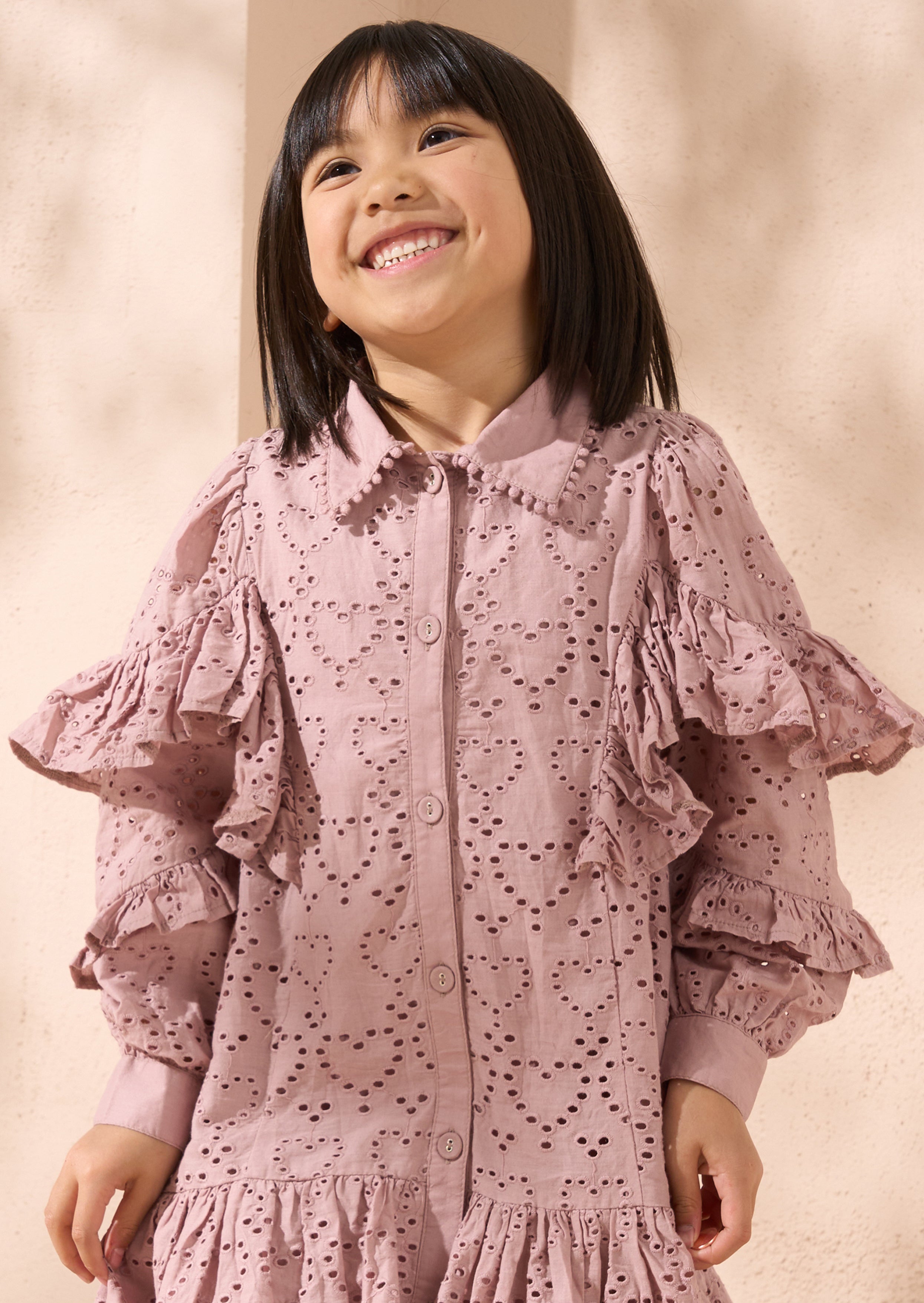 Amelie Orchid Broderie Shirt Dress