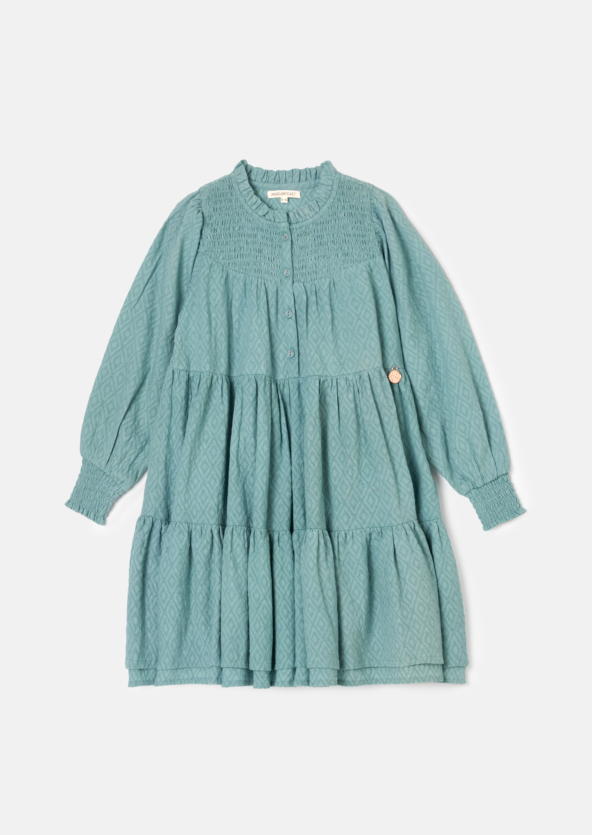 Ellerie Green Textured Tiered Dress