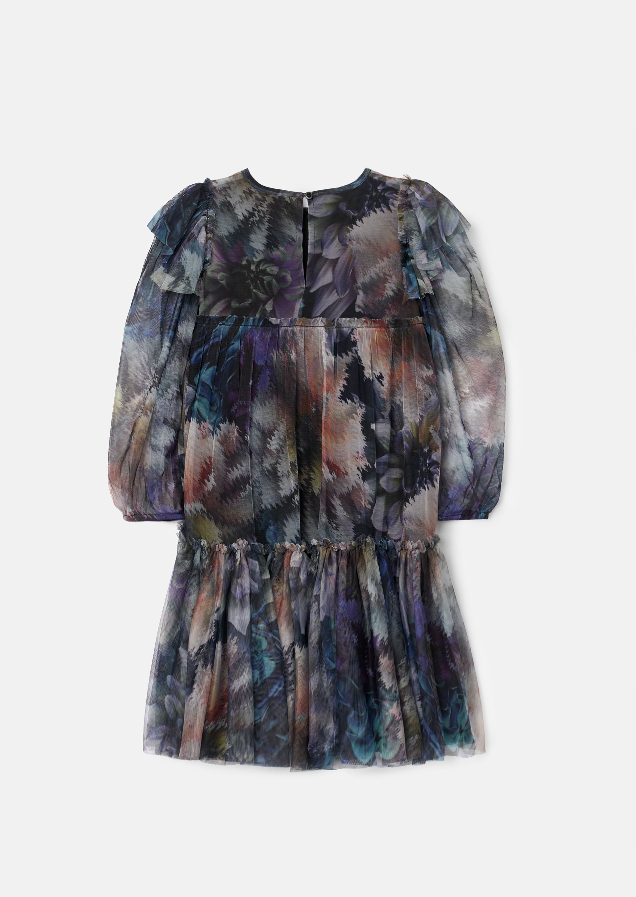 Alessia Blue Floral Print Mesh Dress