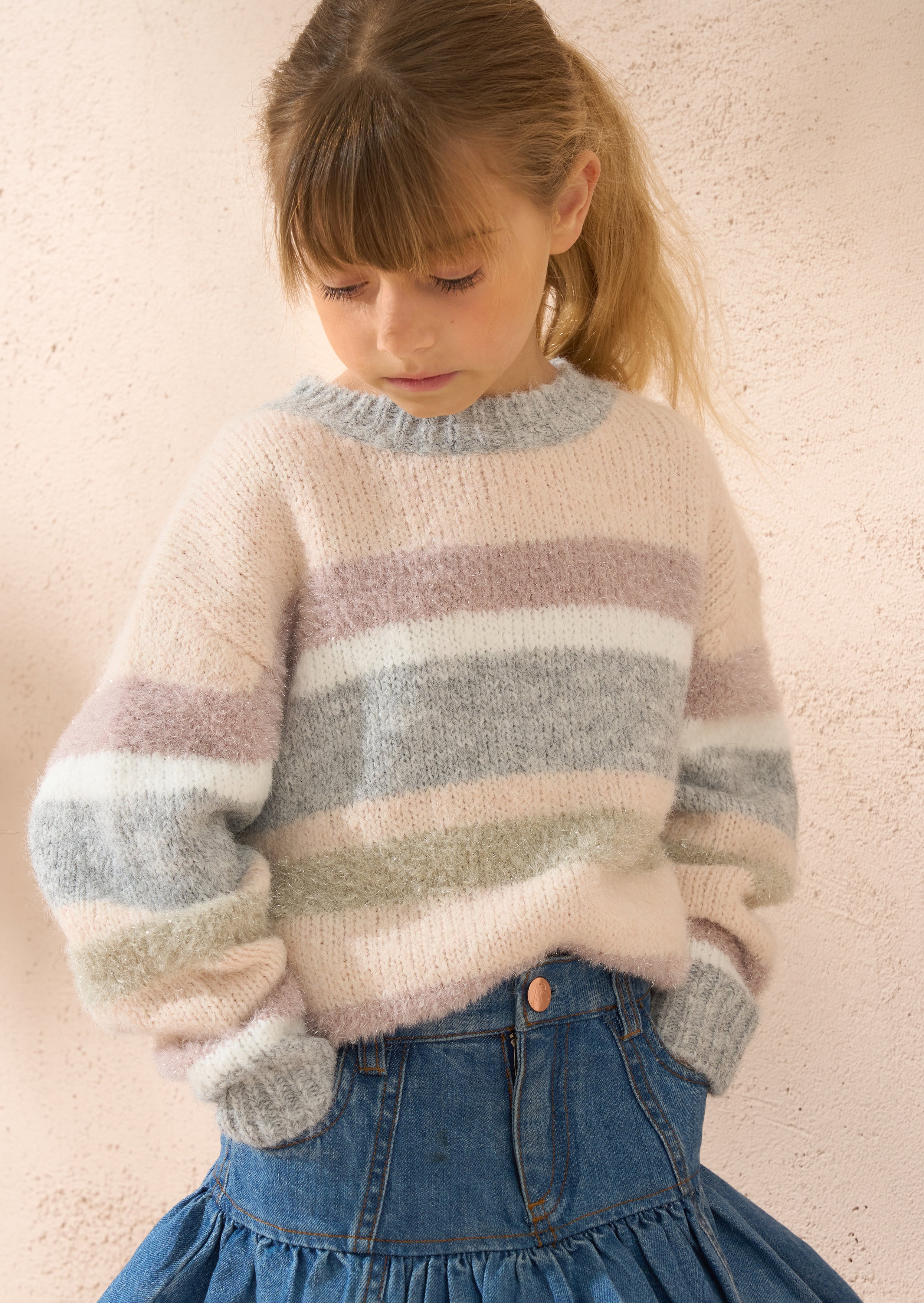 Sloane Pink Stripe Metallic Jumper