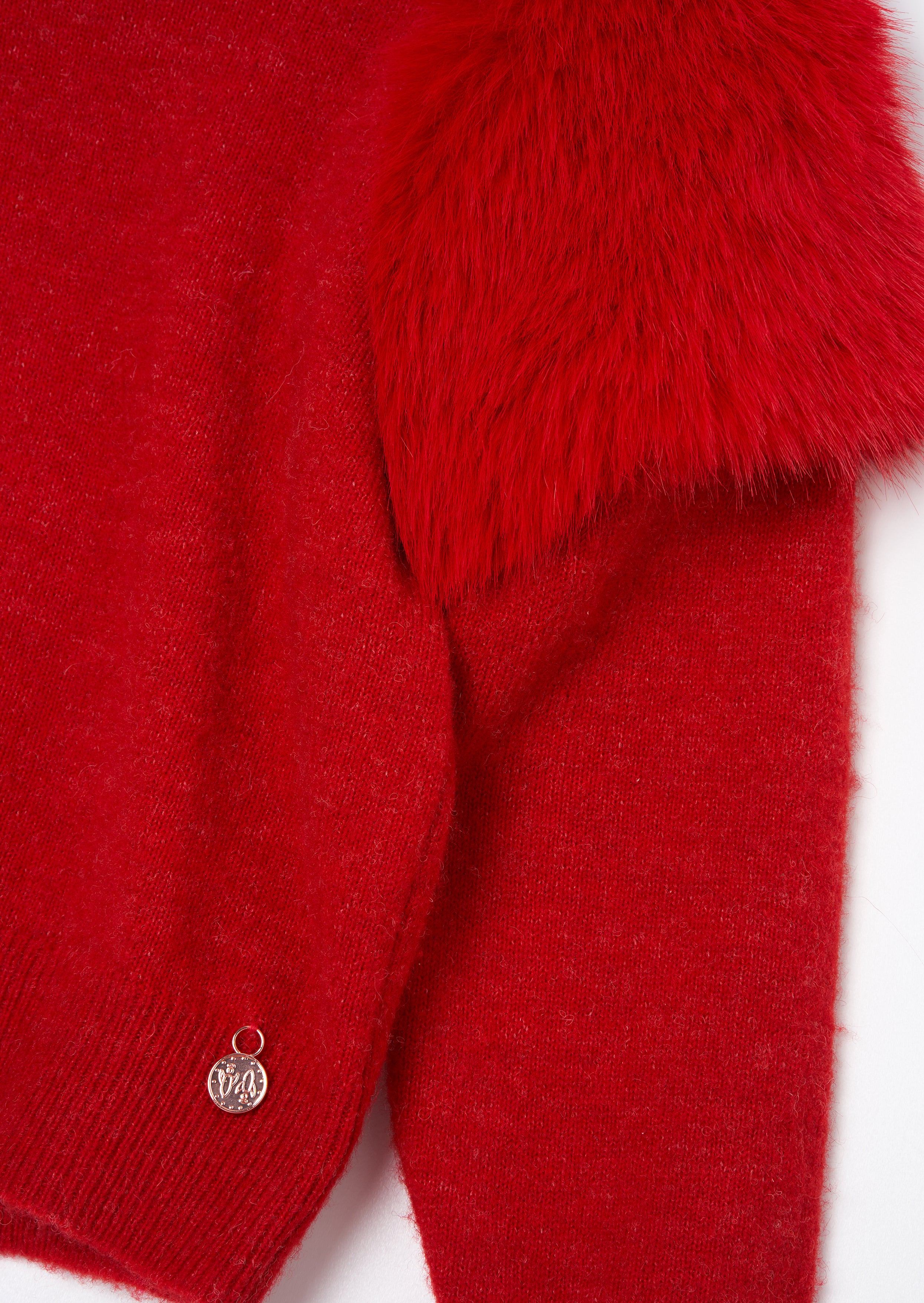 Suzanna Red Fur Shoulder Jumper