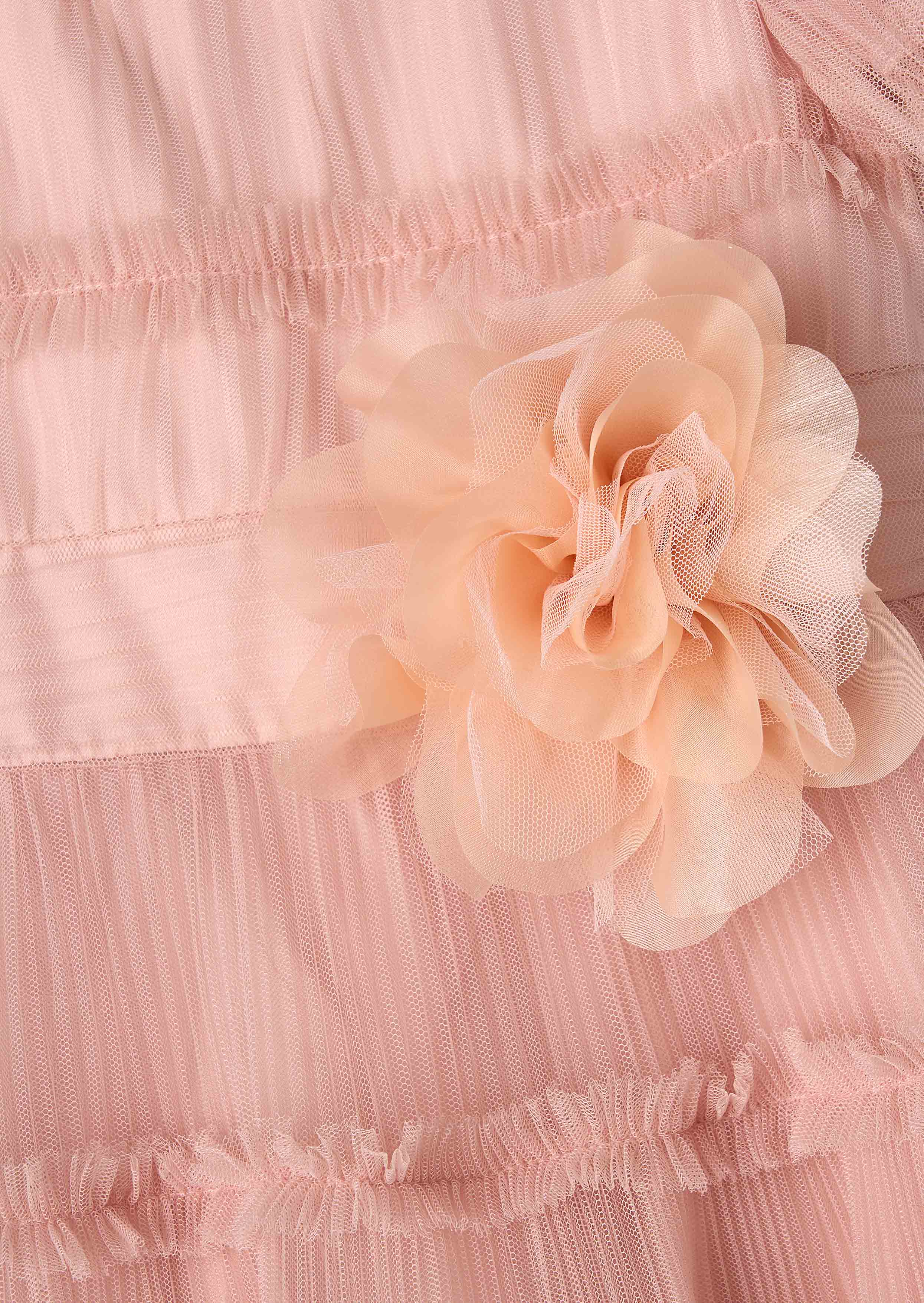 Clara Pink Pleated Mesh Corsage Dress