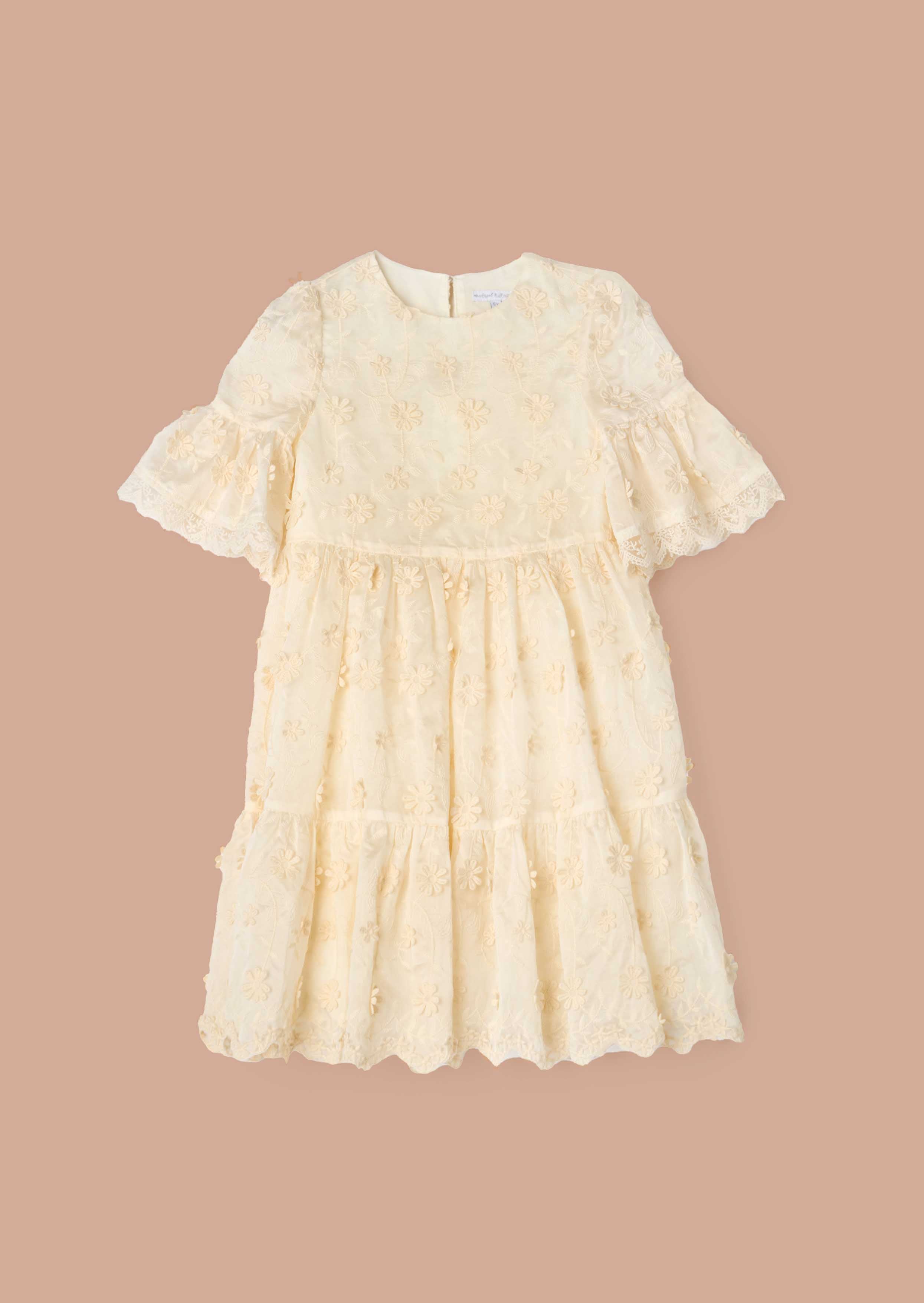 Delphine Cream Embellished Swing Dress