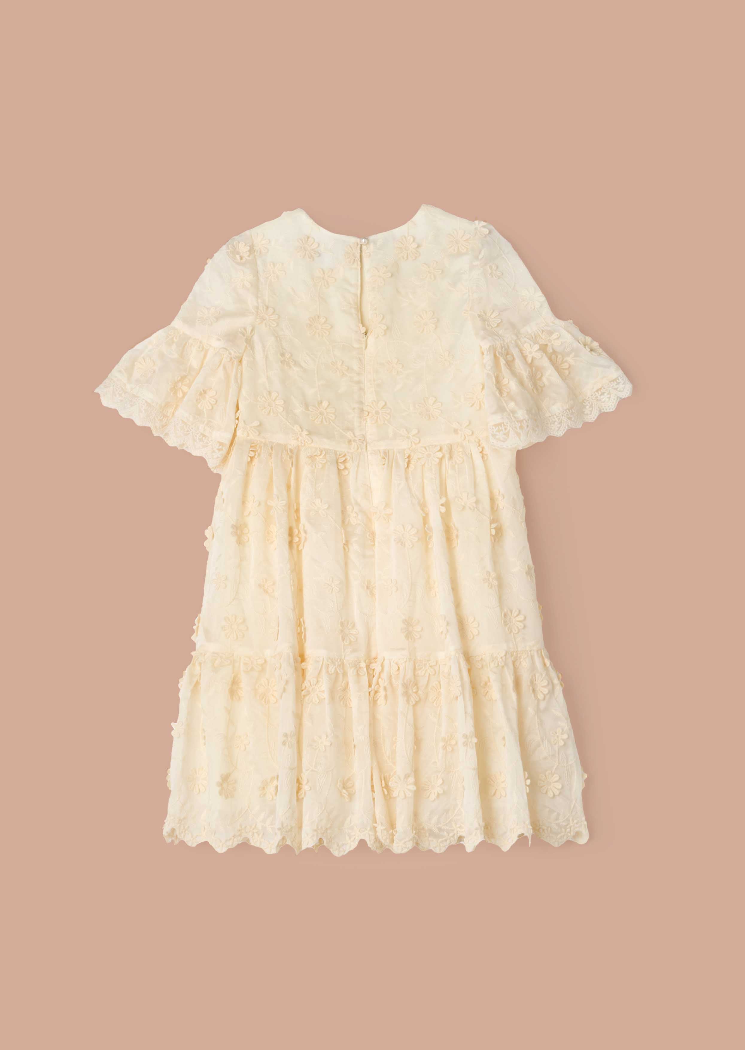 Delphine Cream Embellished Swing Dress