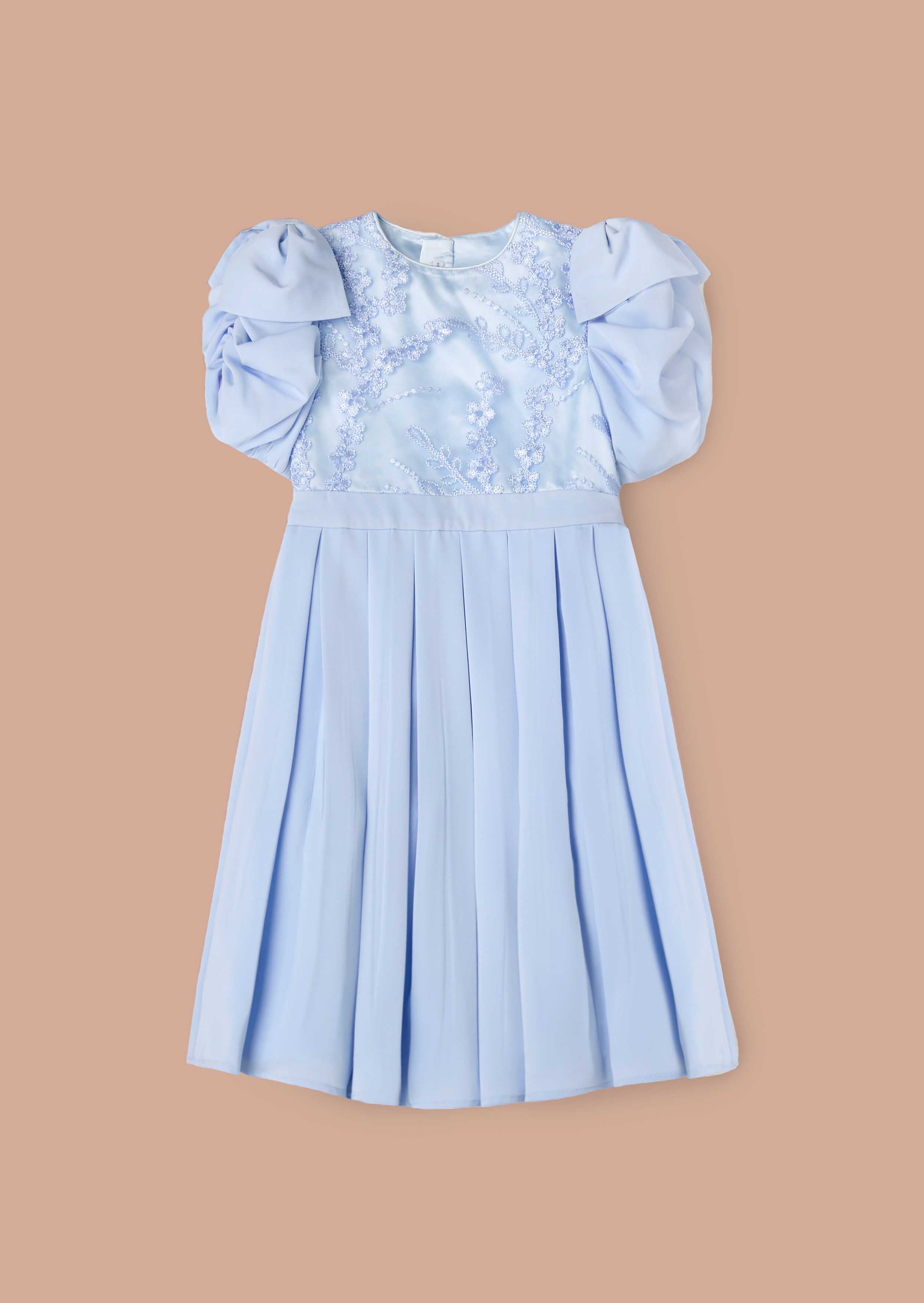 Coralie Blue Embroidered Bodice Dress