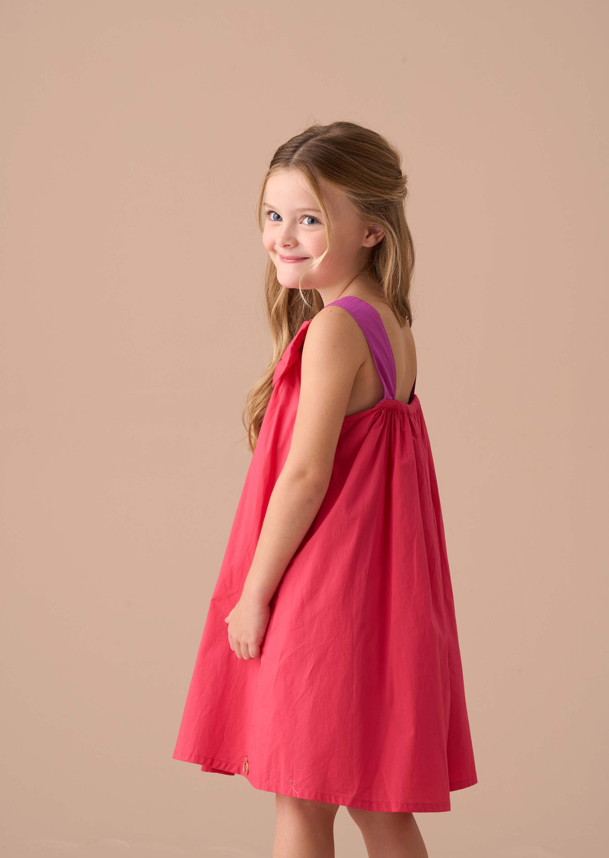 maxi girls pink bow swing dress