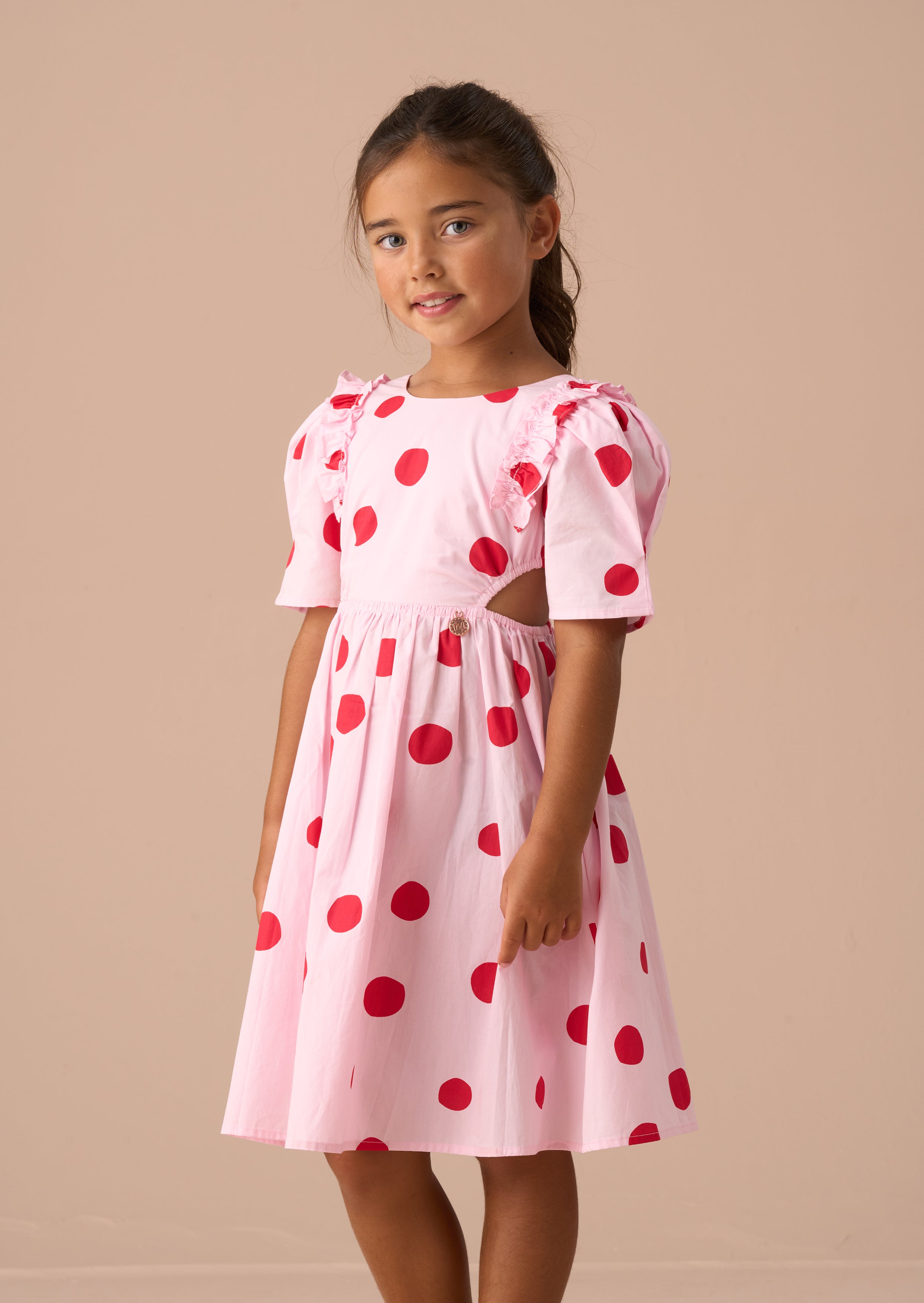 Amara Pink Spot Puff Sleeve Dress