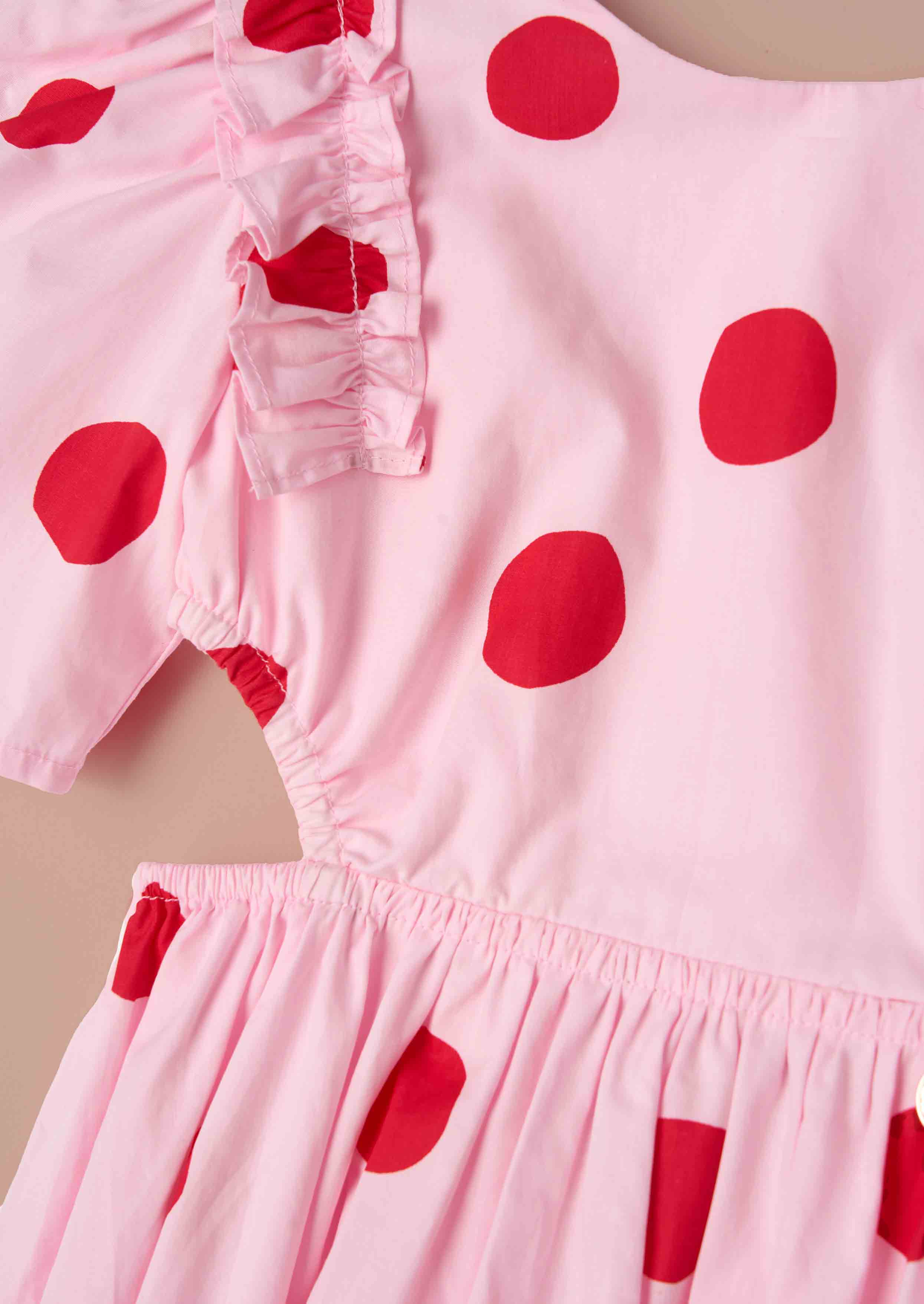 Amara Pink Spot Puff Sleeve Dress