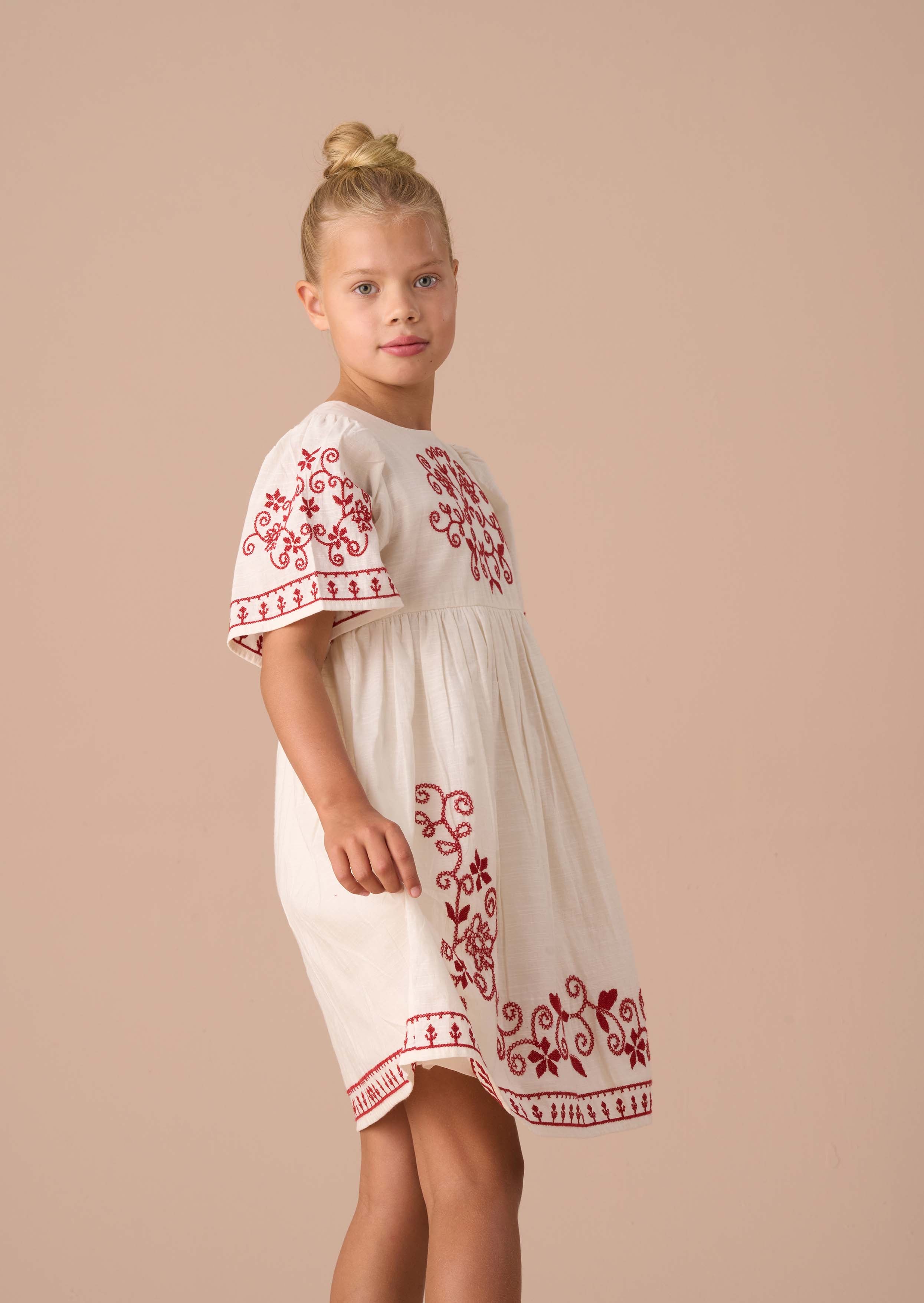 maxi girls embroidered swing dress