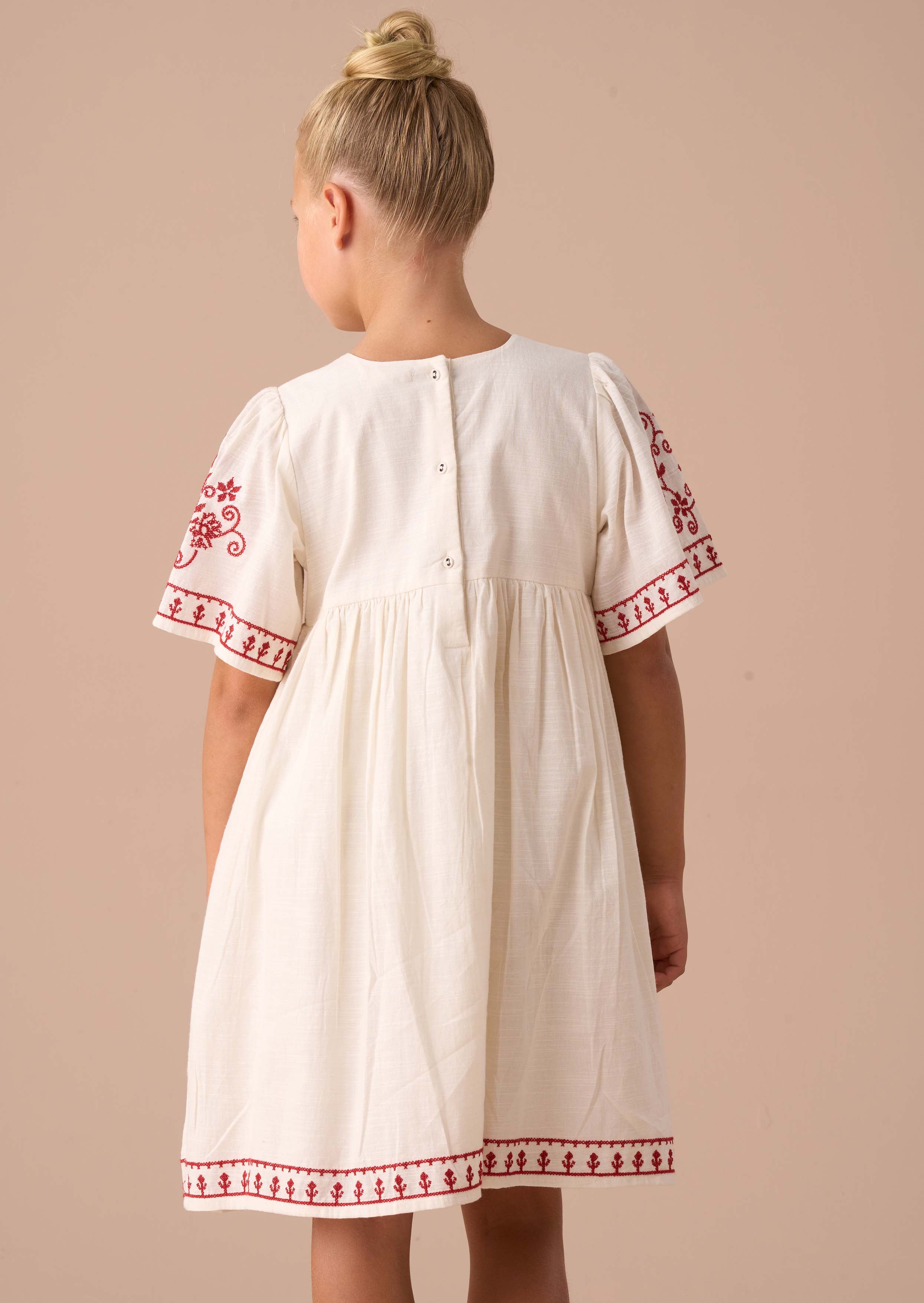 online girls embroidered swing dress