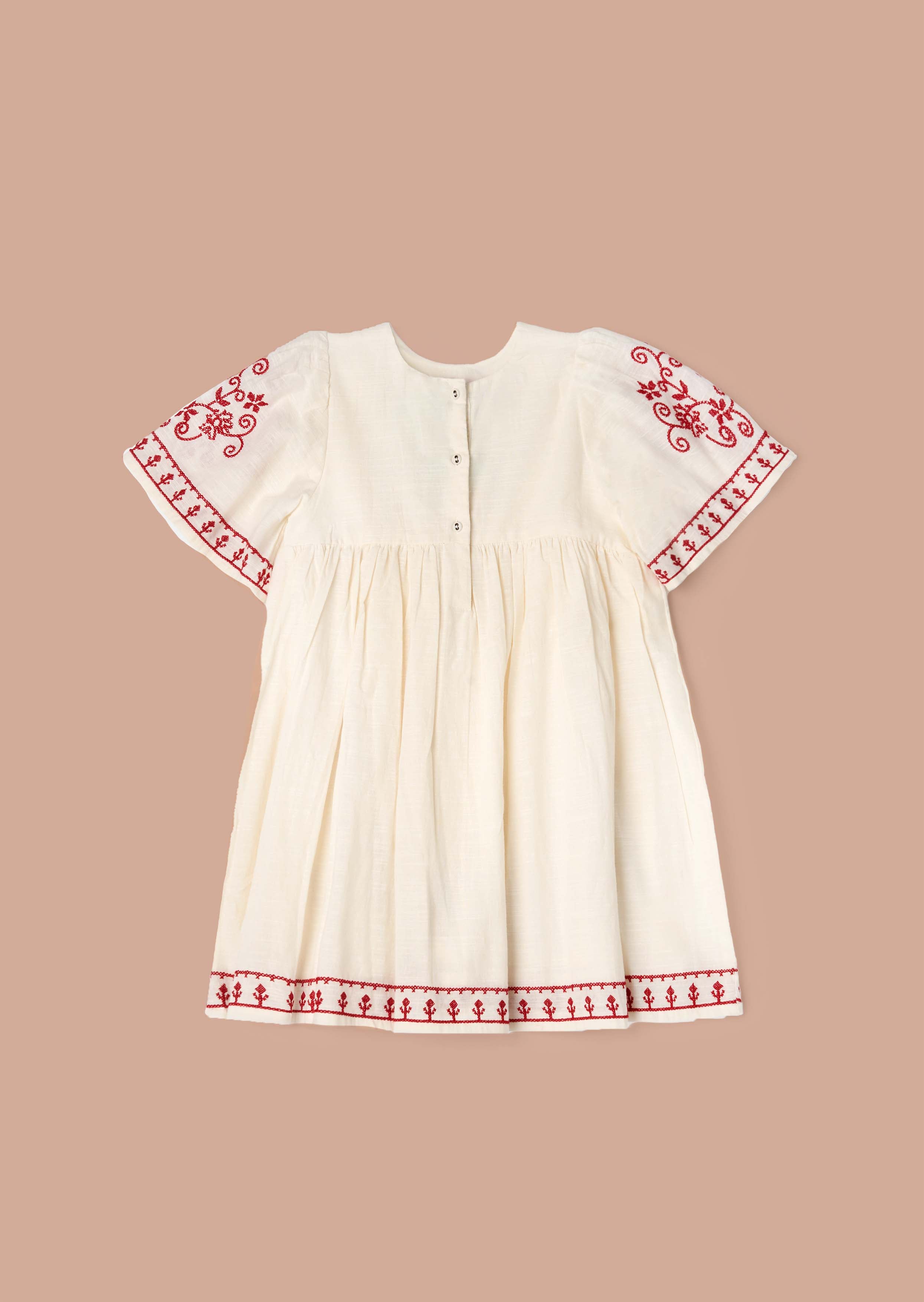 cotton girls embroidered swing dress