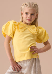 Eleri Yellow Bow Puff Sleeve Top