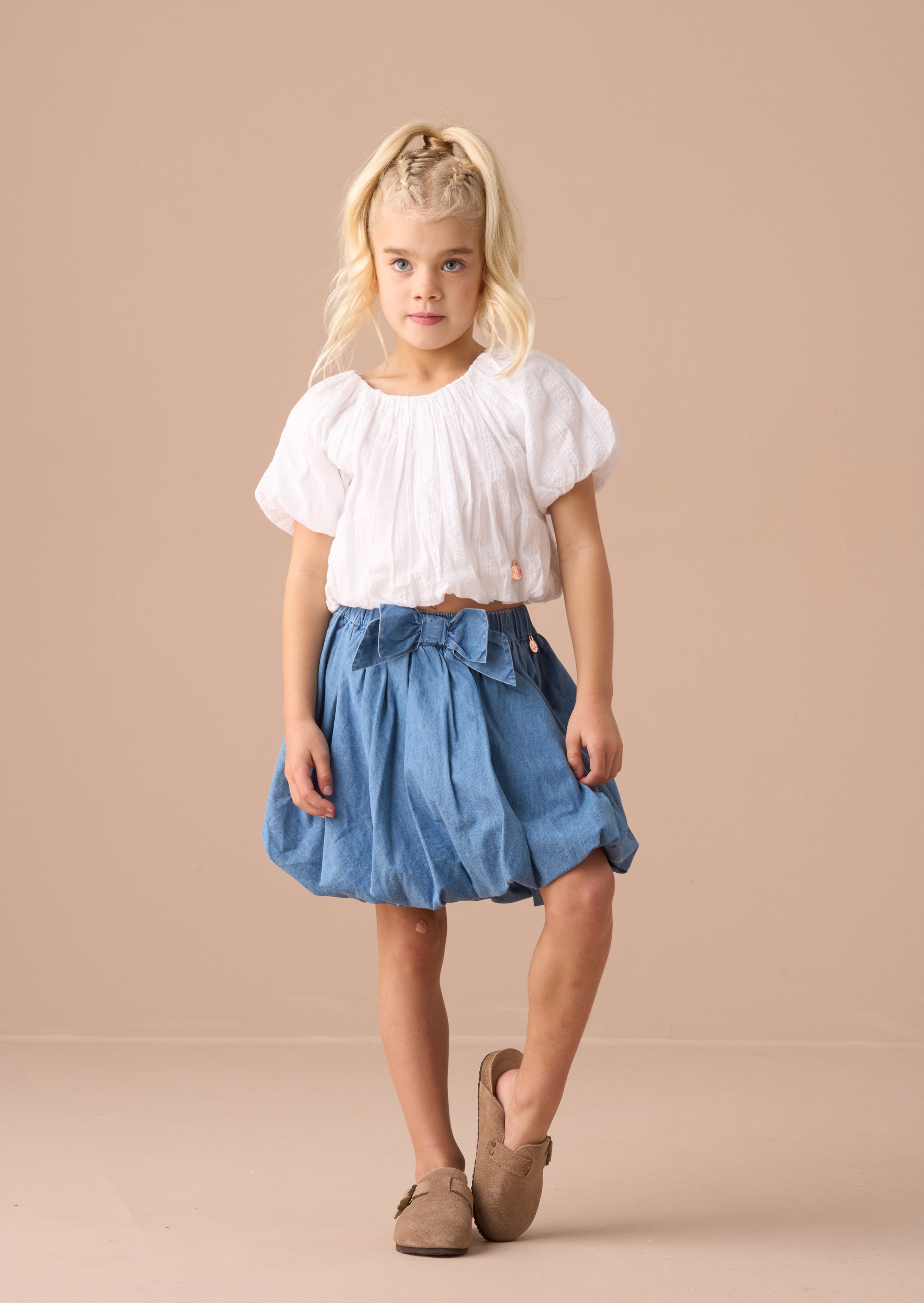 Michela White Puffball Top