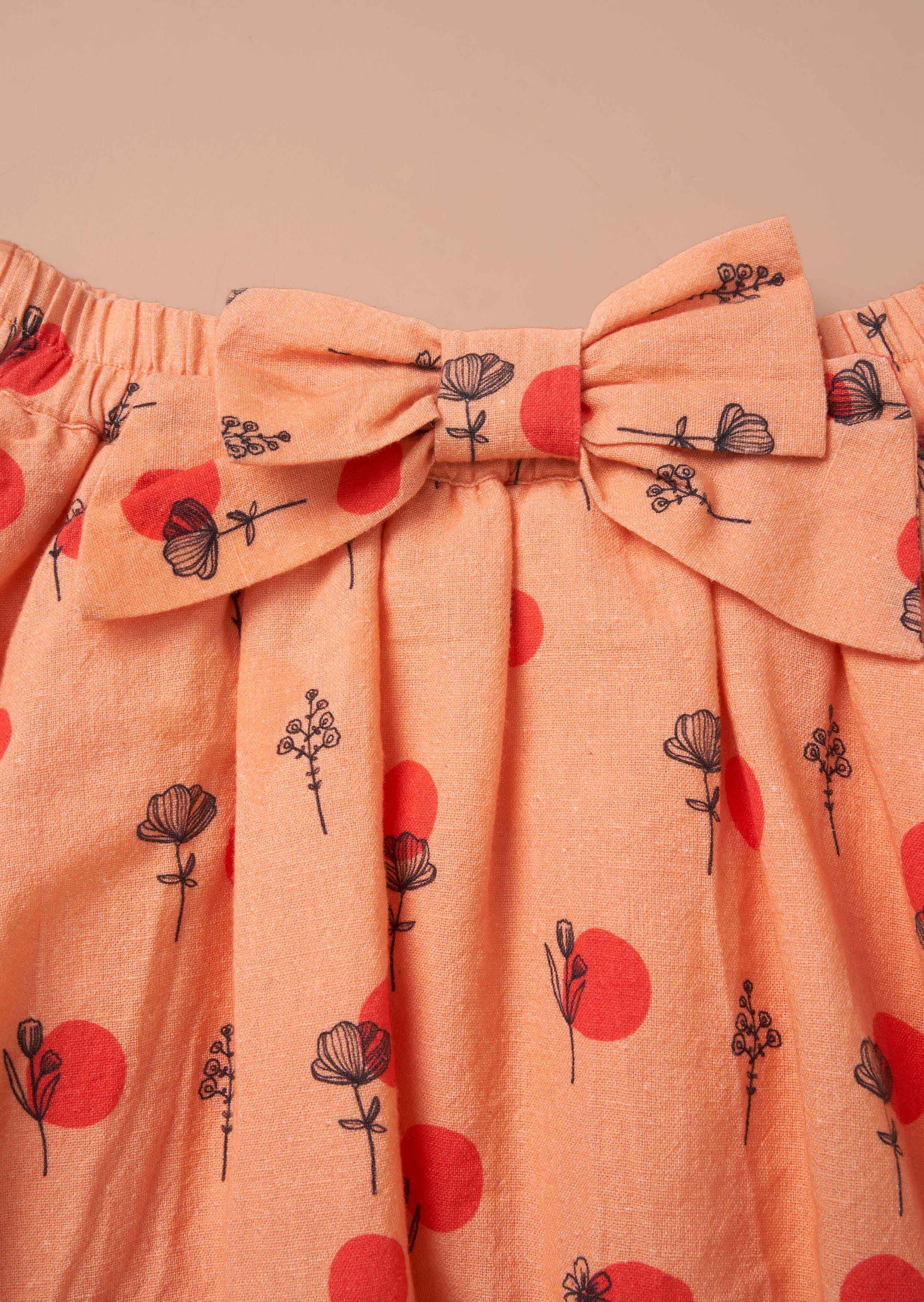 outfit girls Coral printed Puff Ball Skirt