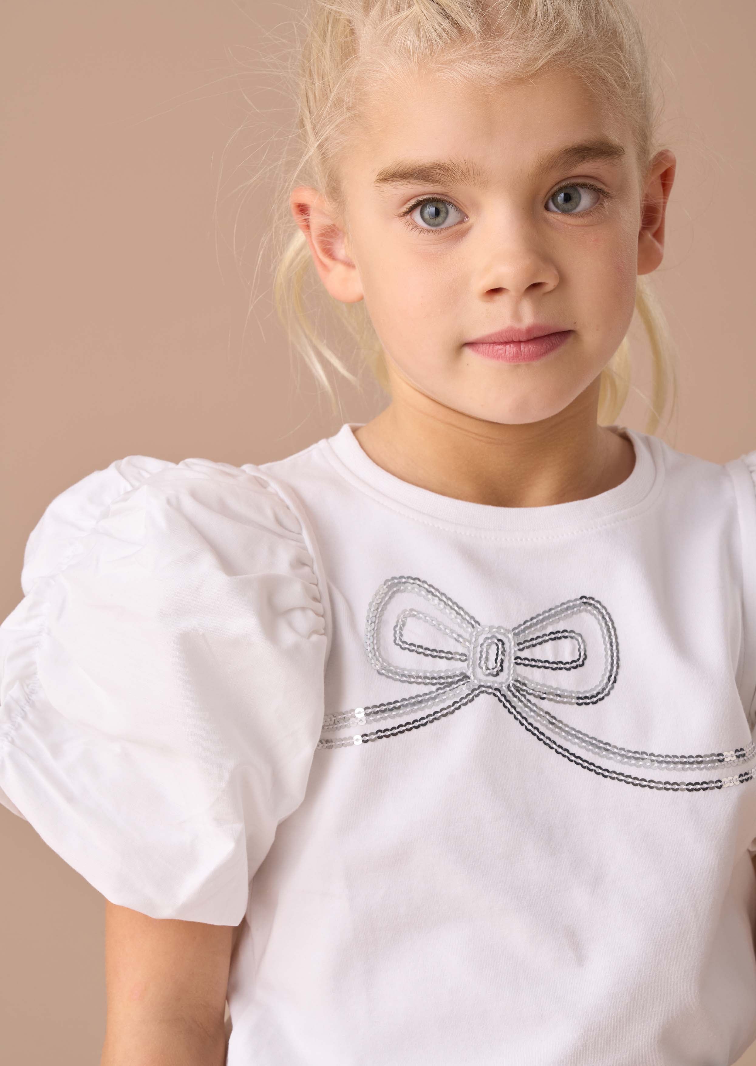 online girls white puff sleeve top