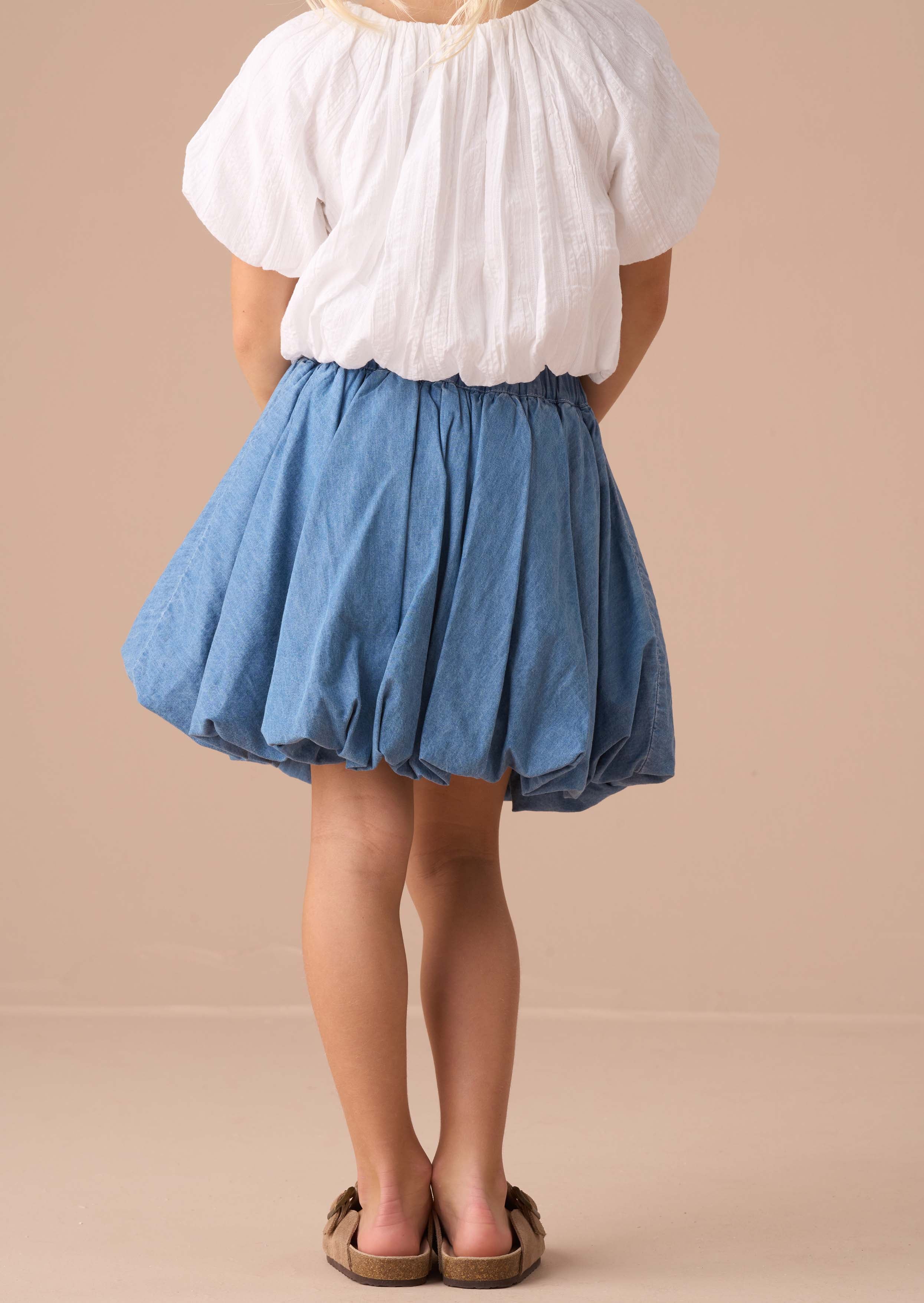 buy online girls Blue Puffball Denim Skirt