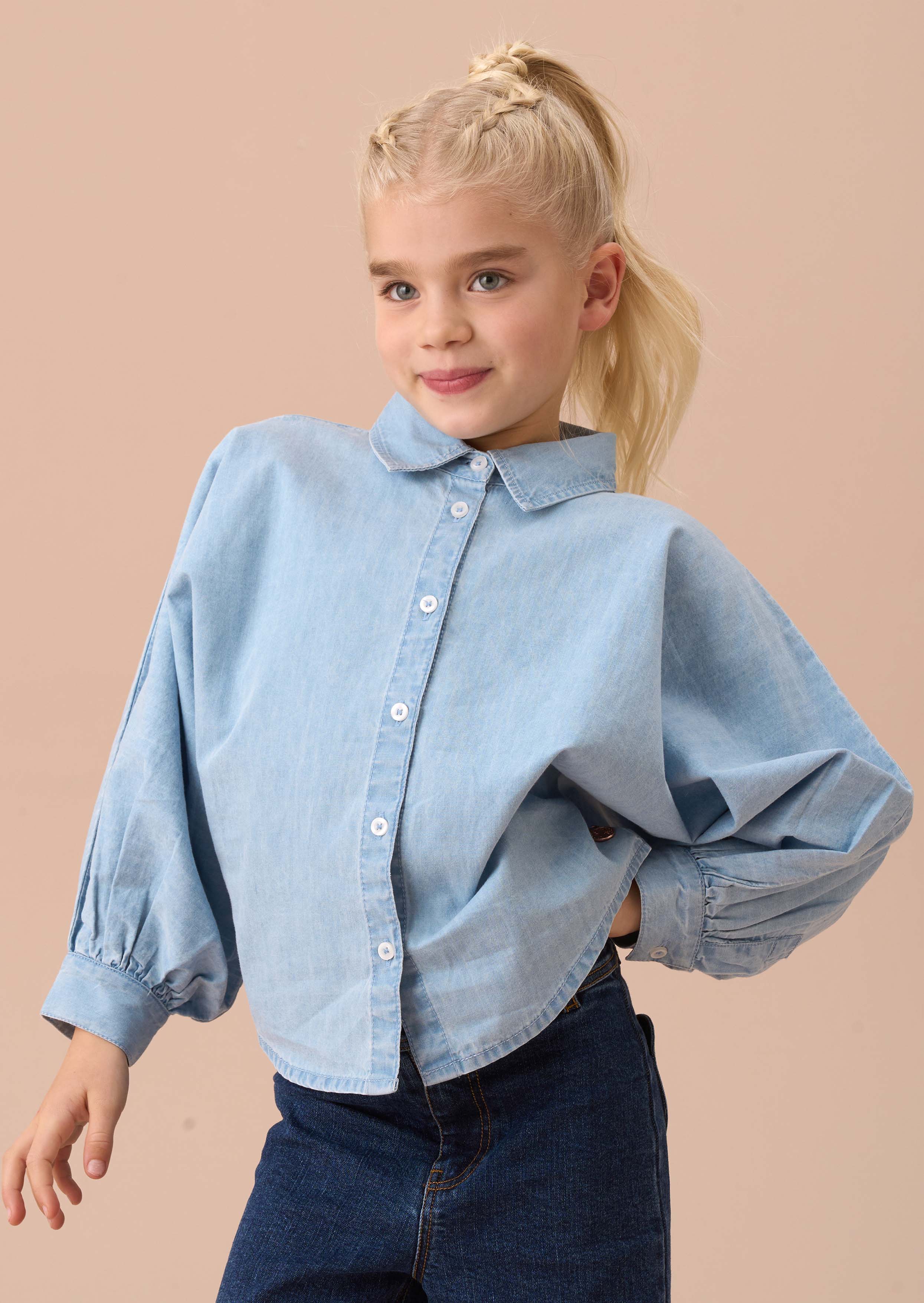 girls Blue Denim Shirt